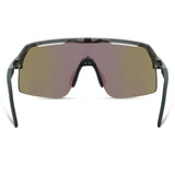 Madison Eyewear Crypto Air Gloss Smoke Green Splatter sunglasses with three lenses in green, amber, and clear colors.