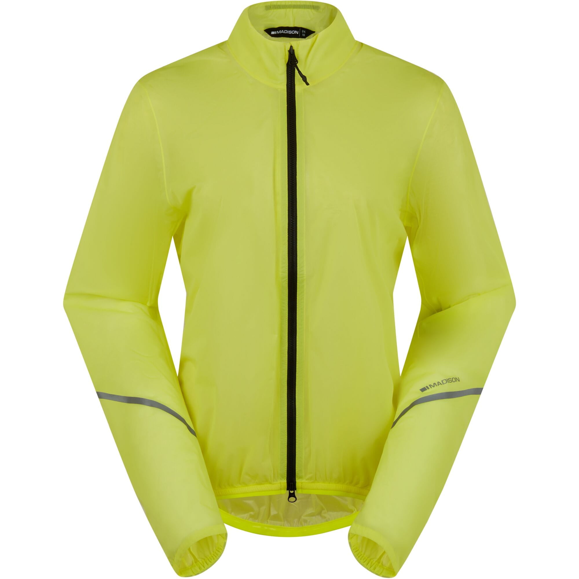 Madison Flux 2L women's waterproof cycling jacket with reflective inserts, lightweight and packable for outdoor riding.