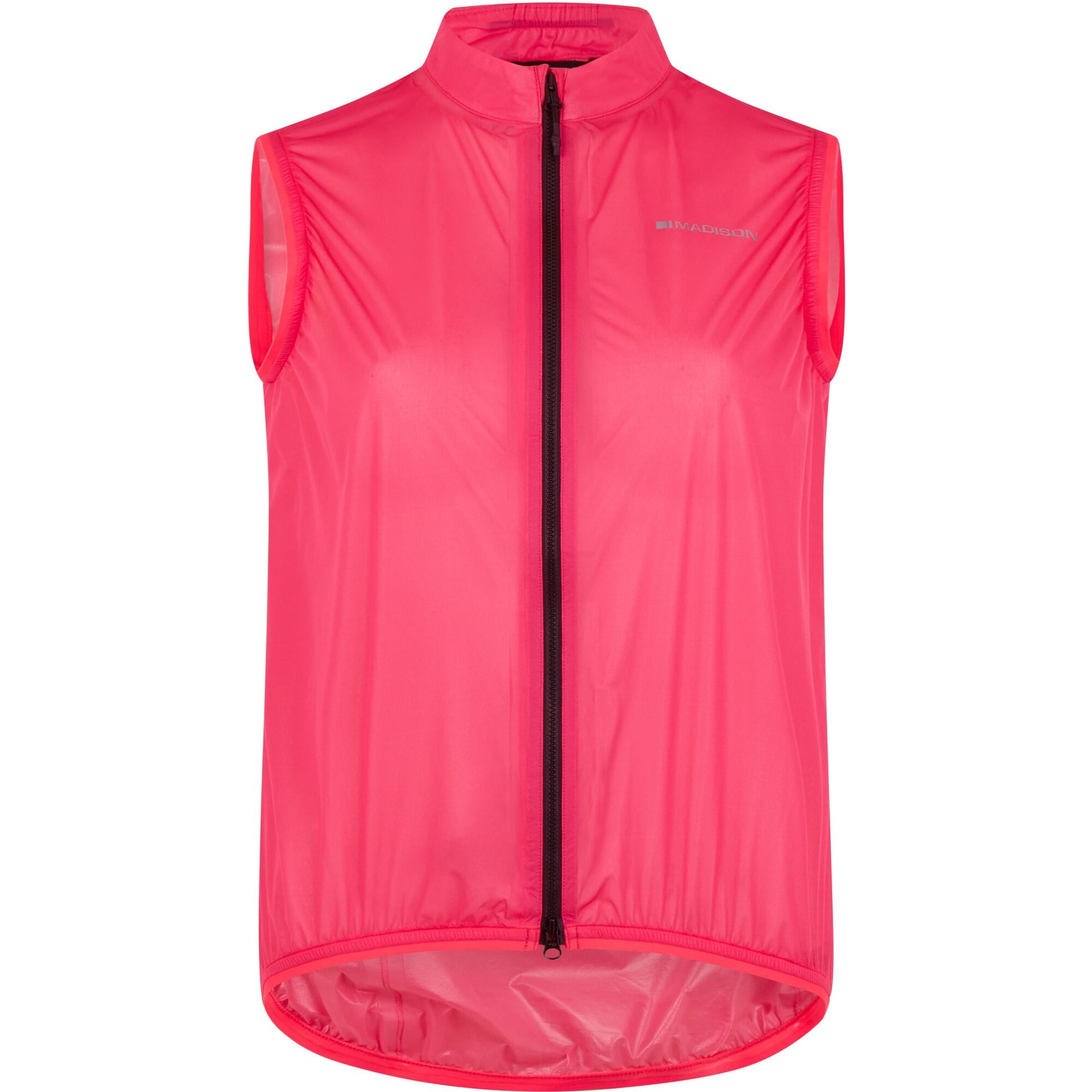 Madison Flux 2L Ultra Packable Waterproof Women's Cycling Gilet with reflective inserts, lightweight and adjustable for outdoor riding.