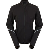 Madison Freewheel Stellar Tech women's windproof packable cycling jacket hanging on a rack, lightweight outdoor clothing for women.