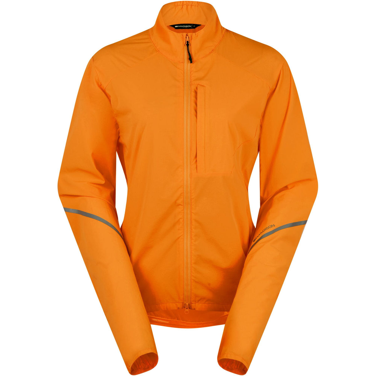 Madison Women's Windproof Packable Cycling Jacket with reflective inserts, lightweight and suitable for outdoor riding.