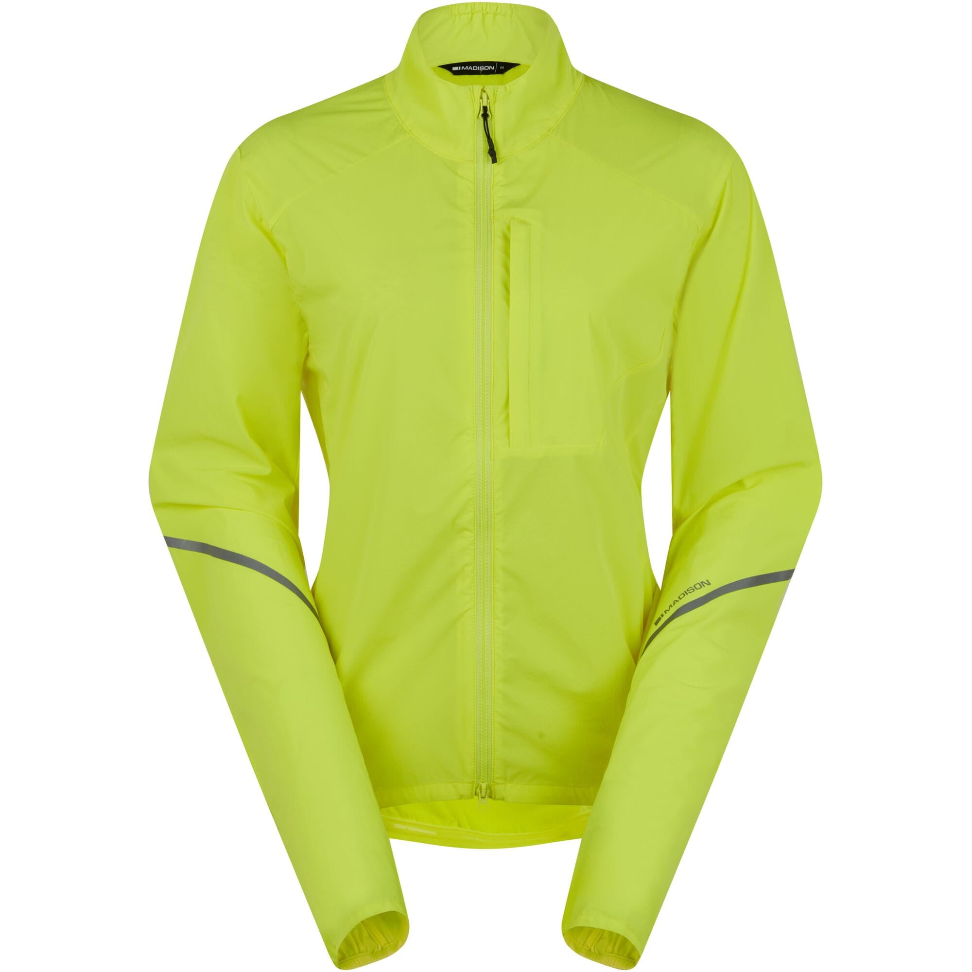 Madison women's windproof packable cycling jacket with reflective inserts, lightweight and suitable for outdoor riding.