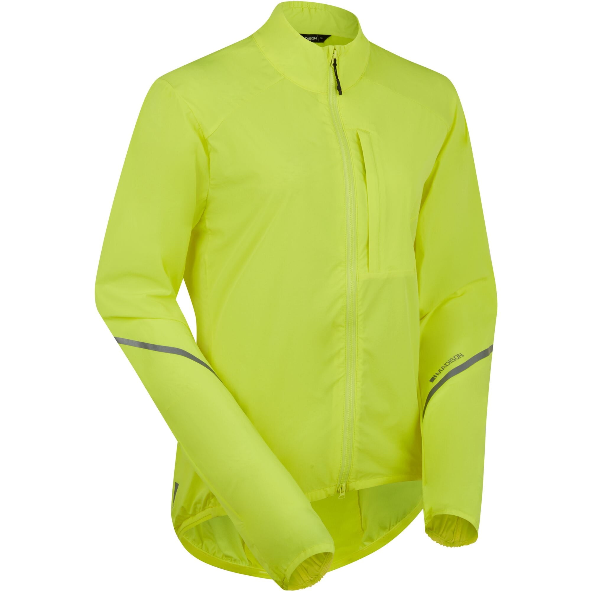 Madison women's windproof packable cycling jacket with reflective inserts, lightweight and suitable for outdoor biking.