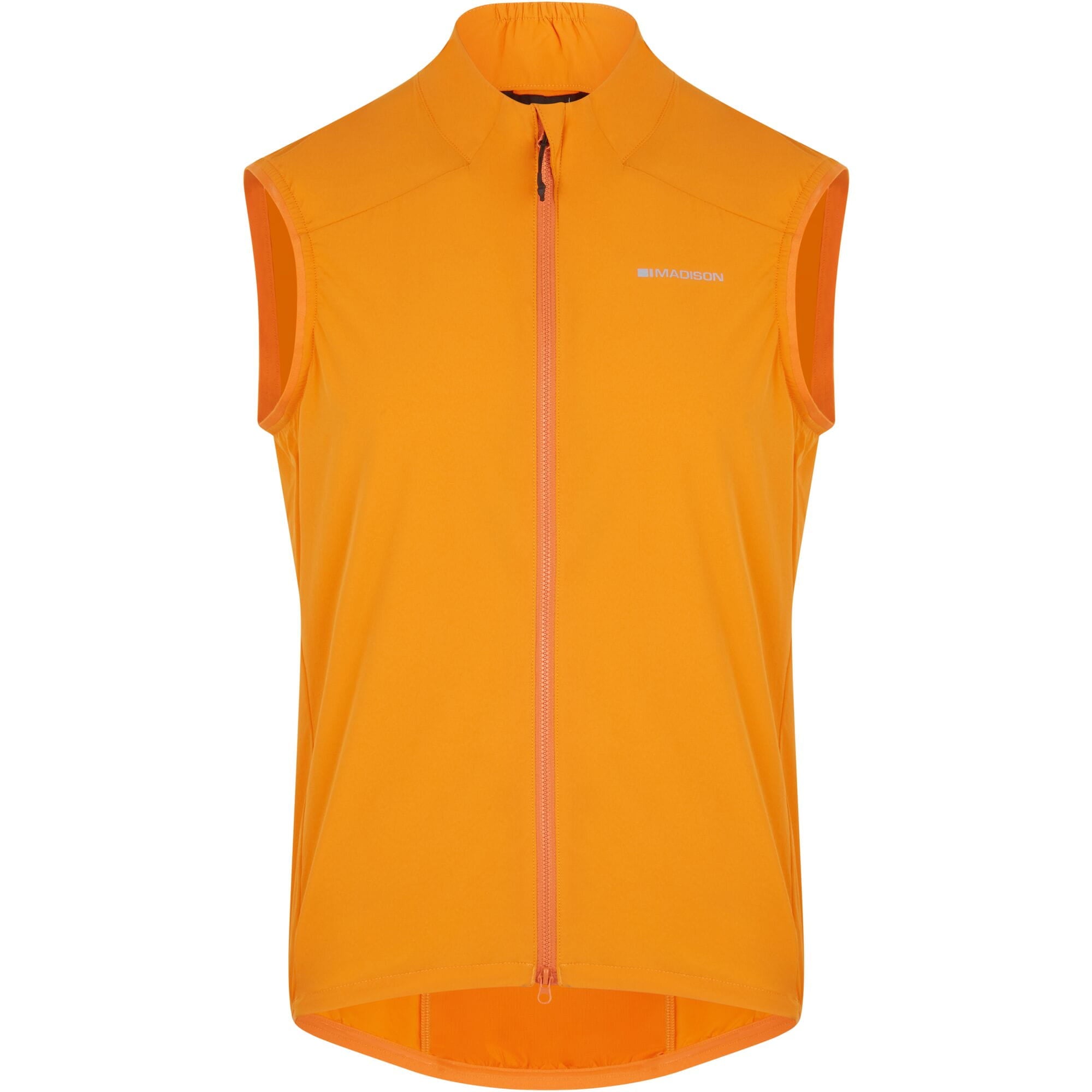 Madison men's windproof packable cycling gilet with reflective inserts, lightweight clothing for outdoor riding.