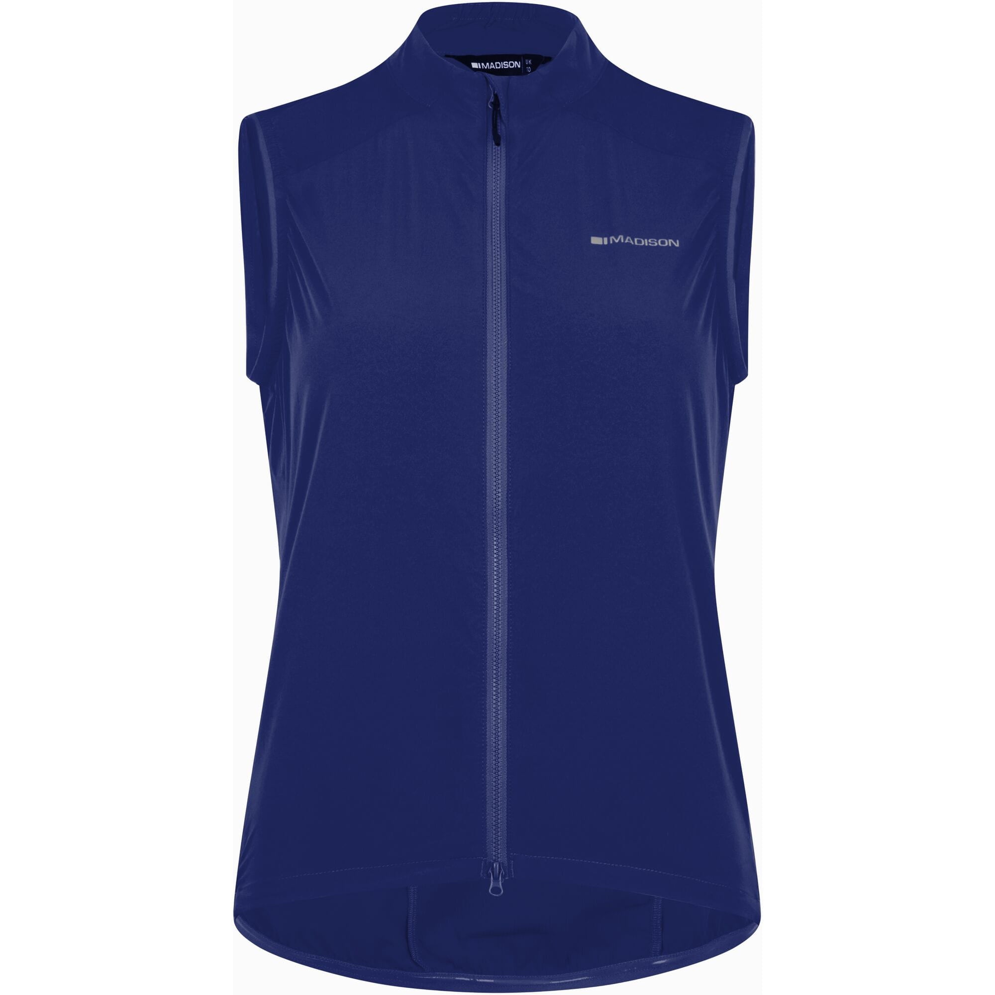 Madison Women's Windproof Packable Cycling Gilet with reflective inserts, lightweight and suitable for outdoor riding.