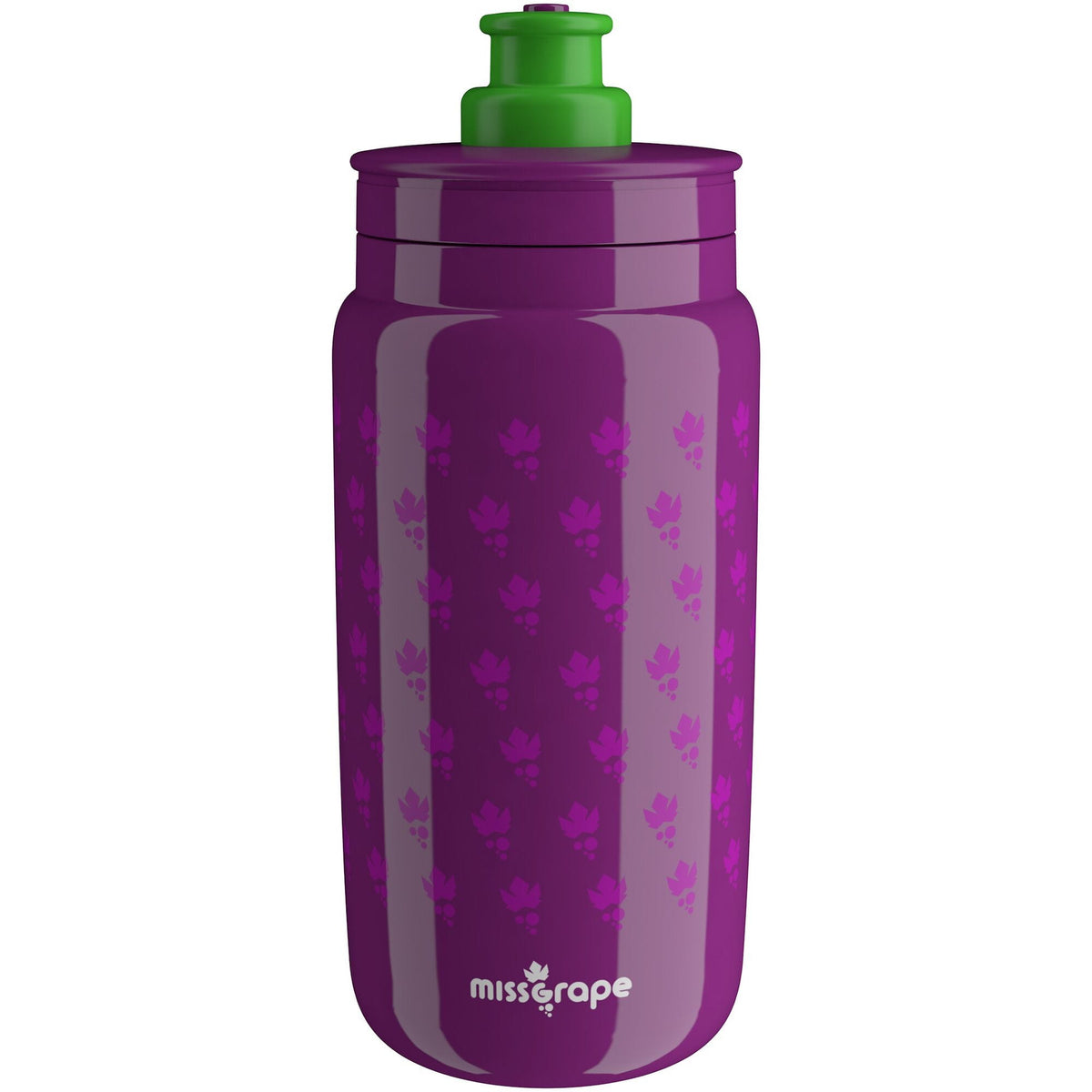 Elite Fly Grape cycling water bottle, 550ml BPA-free lightweight bottle with a secure cap, designed for cyclists' hydration needs.