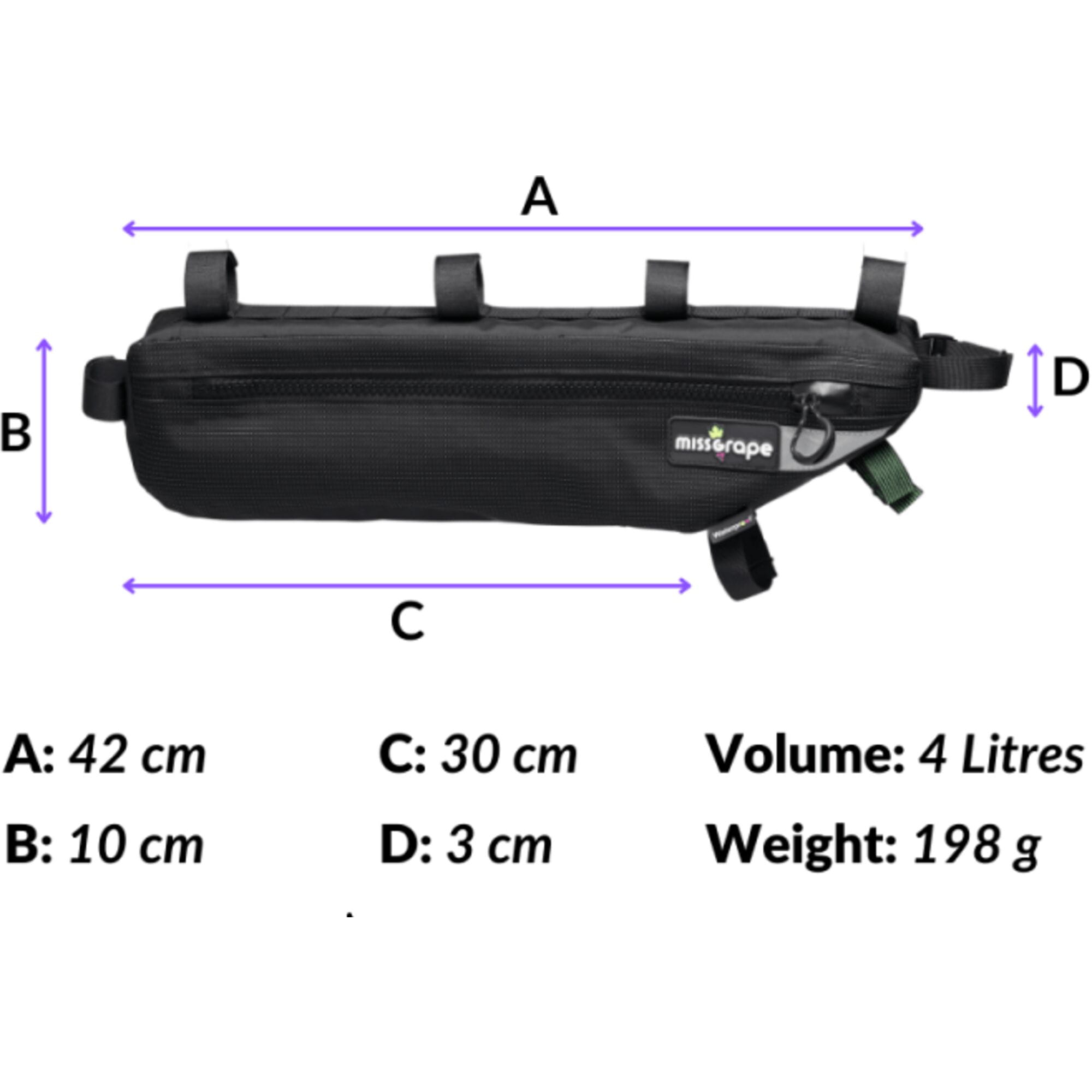Miss Grape Internode 4 Adventure waterproof frame bag, 4 litre