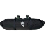 Miss Grape Tendril waterproof handlebar bag for cycling, 10-17L capacity, with adjustable straps and secure zipper closure.