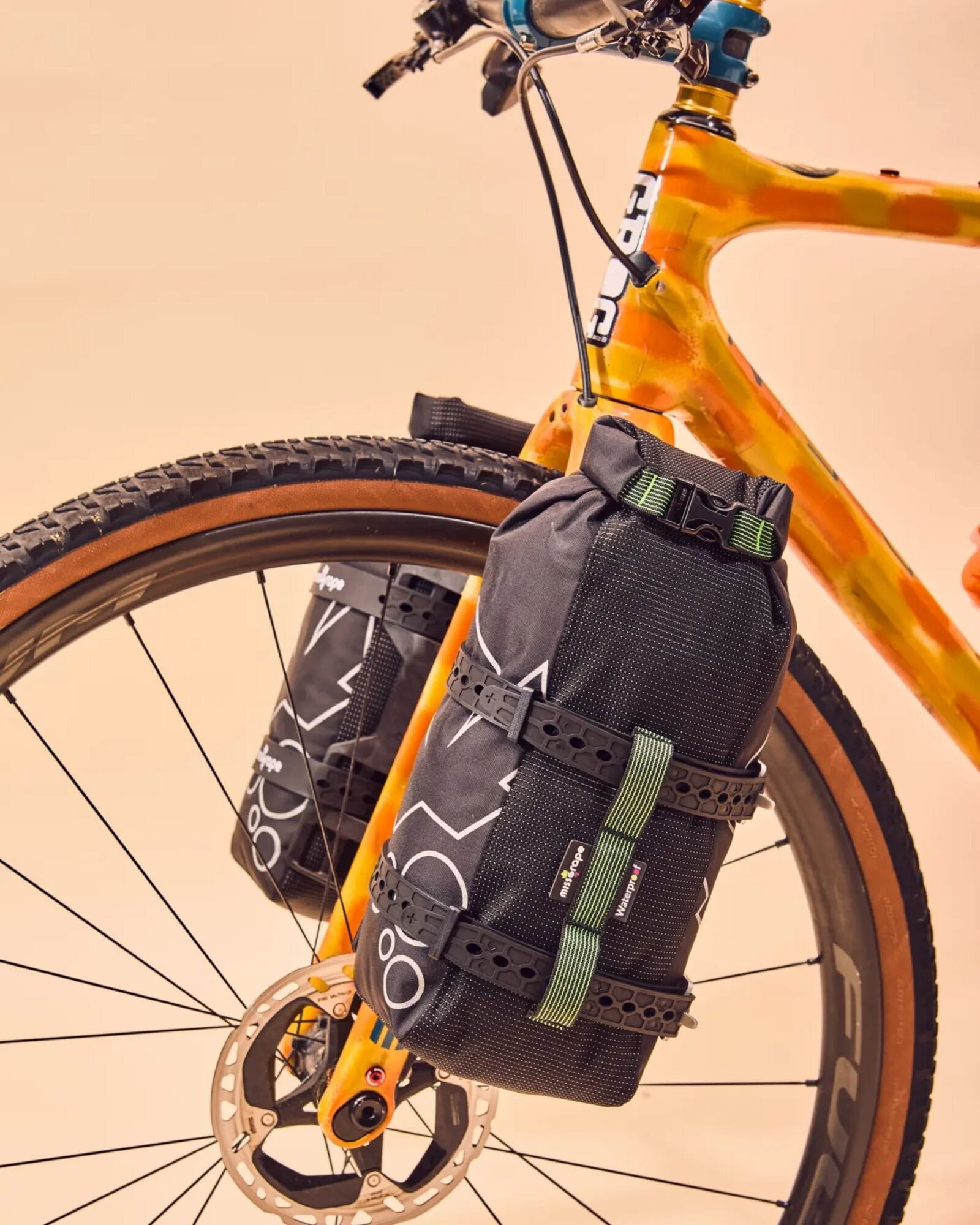 Miss Grape waterproof dry bag for fork-mounted cargo cages, 6L trunk accessory, durable and weather-resistant for outdoor adventures.