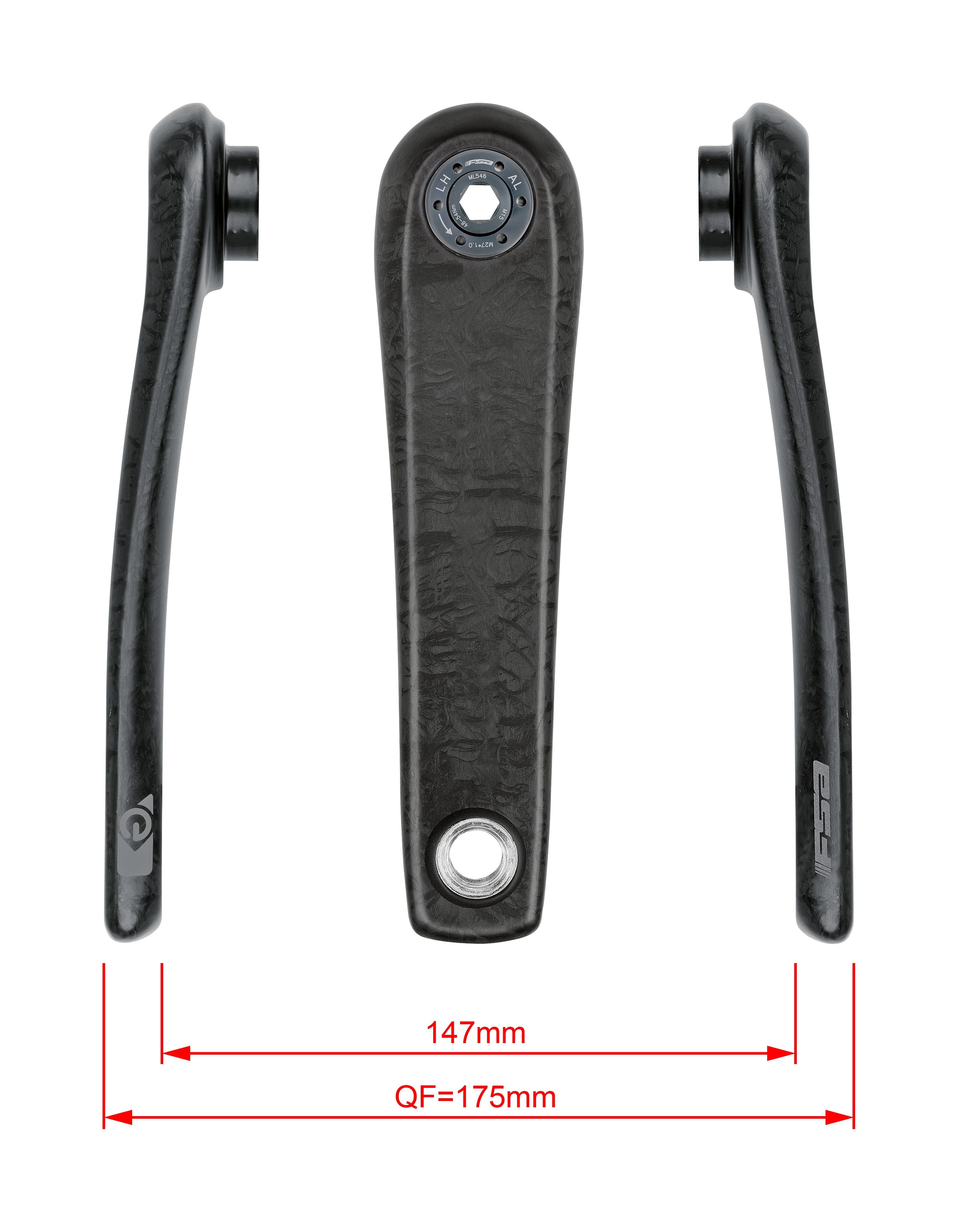 Fsa Ebike Chainset Ck-702 Isis 22.0Mm Black Cranks