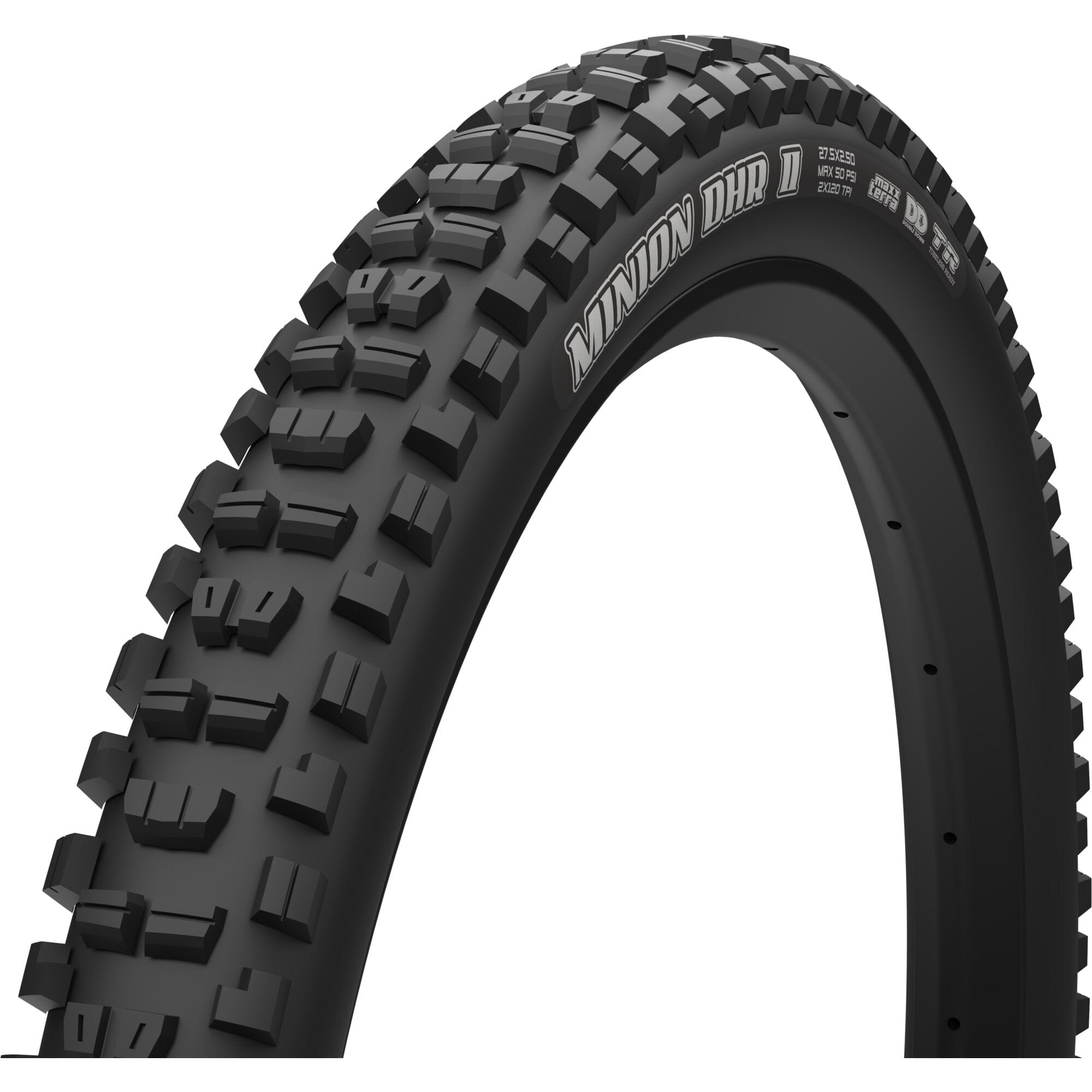 Maxxis Minion DHRII 29x2.40 tubeless mountain bike tire with EXO protection and 60 TPI for trail riding.