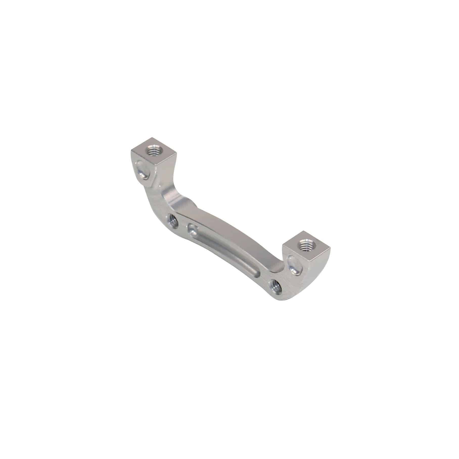 Hope Mount J-Post caliper adapter to IS brake system in silver, component for bicycle brake setup.