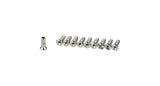 Silver Bontrager 13 gauge spoke nipples for Trek wheel repair, pack of 10, showing shiny metal components on a neutral background.