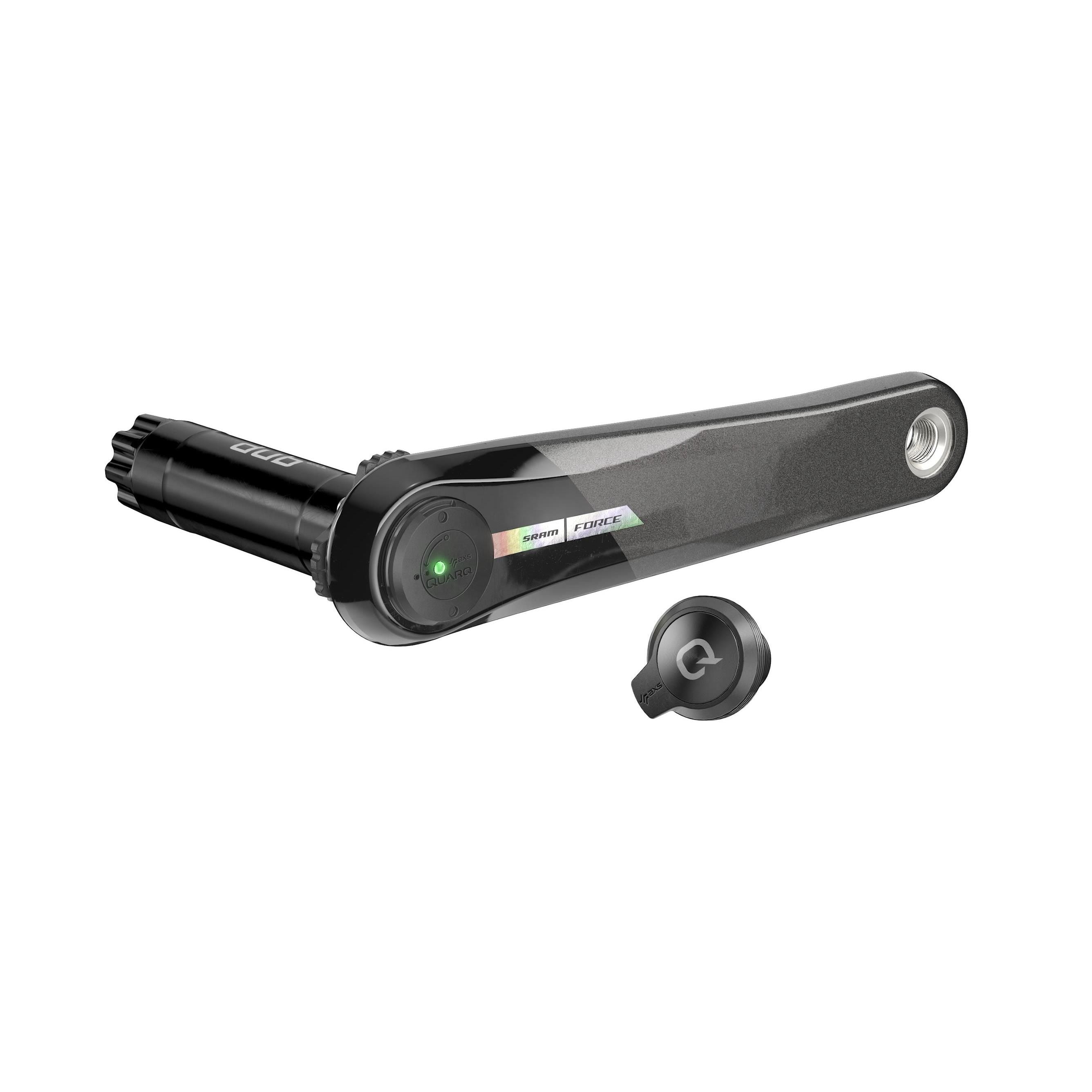 SRAM Force D2 right crankarm power meter upgrade for DUB crankset, no chainrings, showing sleek black crankarm with power sensor