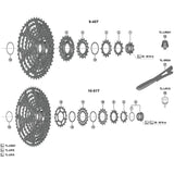 Shimano Spares CS-M9200 lock ring with 9T sprocket replacement for mountain bike cassette components, shown in close-up.