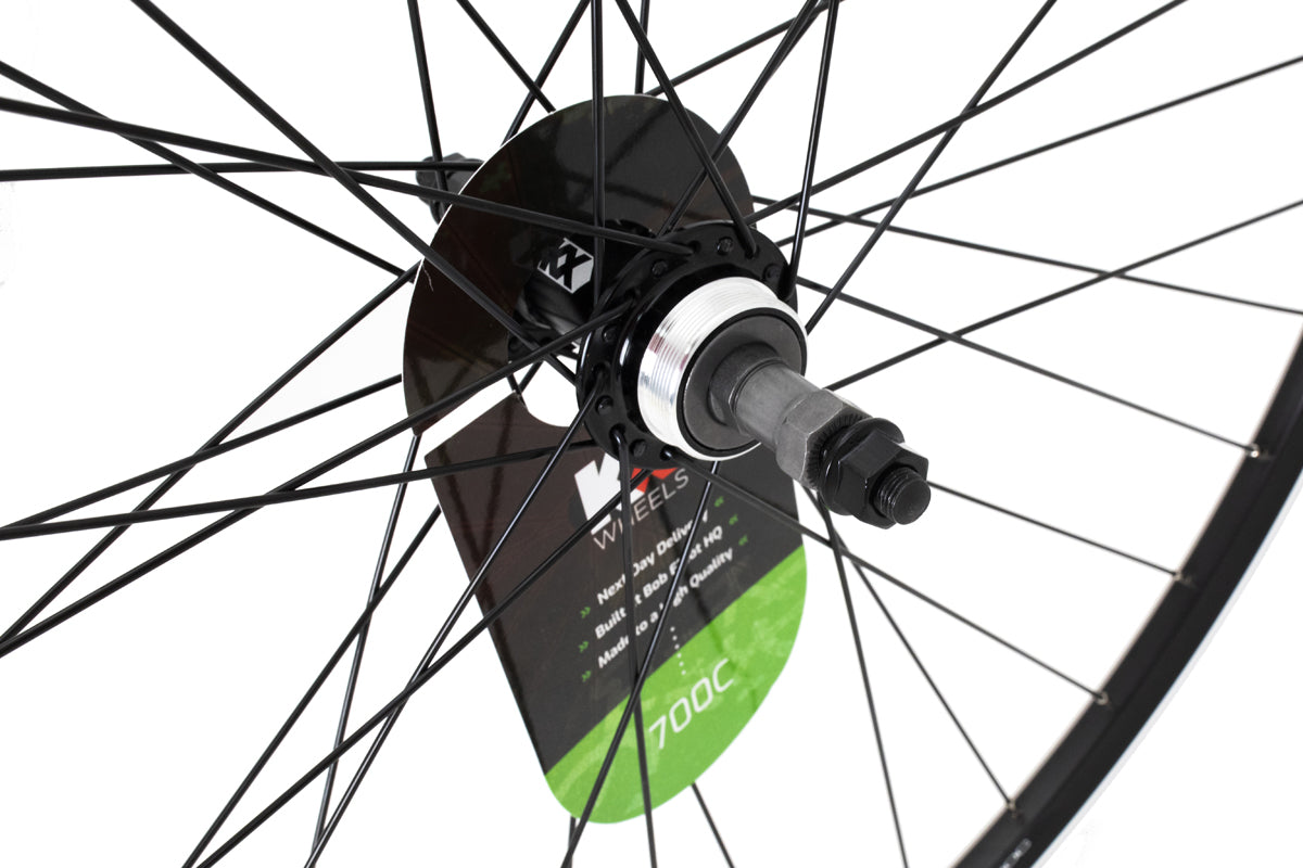 KX Hybrid 700C Doublewall Solid Screw On Wheel Rim Brake in Black (Rear)