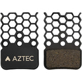 Aztec HexVent disc brake pads for Sram Red and Shimano, featuring heat dissipation technology, shown in the image.