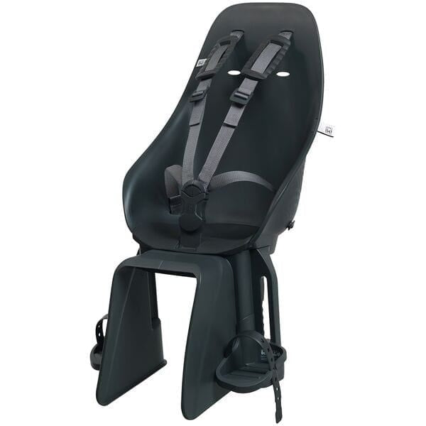 Urban Iki rear bike seat TA-KE Easy Fix attached to a child's bike with pannier rack mount, showing secure installation and safety features.