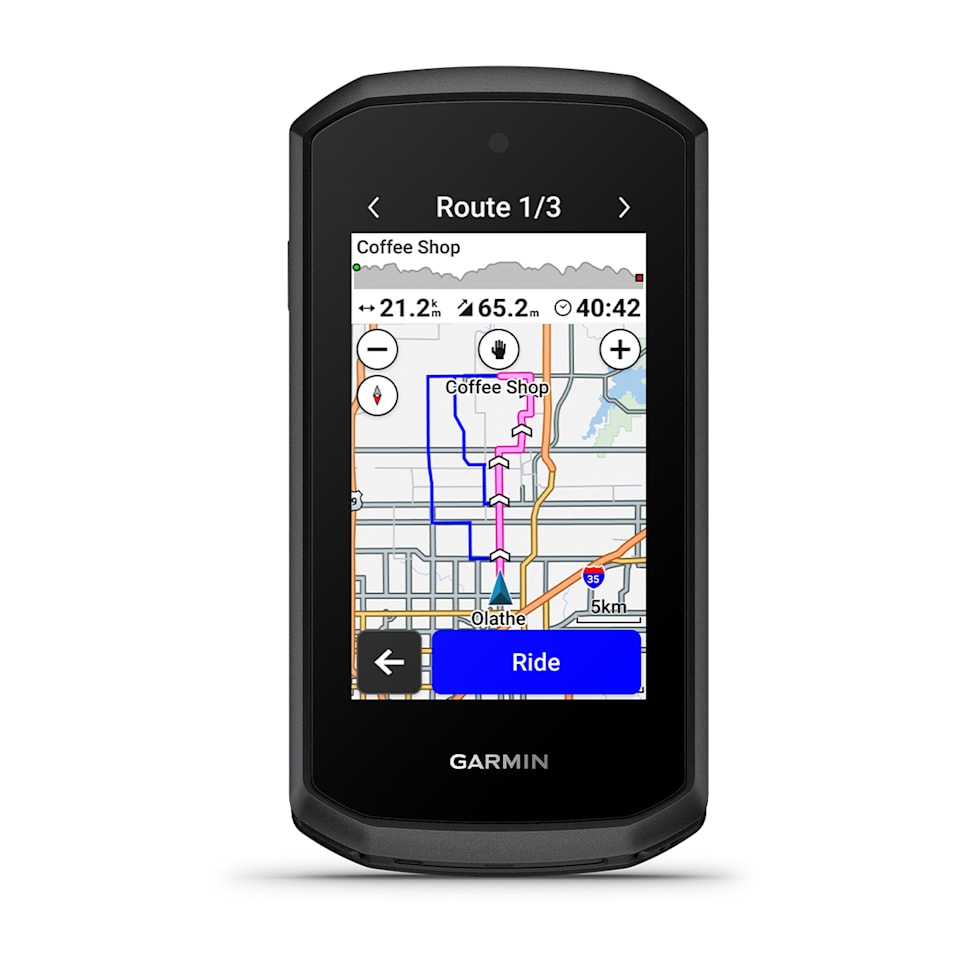 Garmin Edge Explore 3 cycling GPS accessories, showing the device mounted on a bike handlebar with screen and buttons visible.