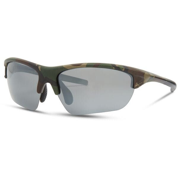 Madison Eyewear Mission Camo sunglasses with silver mirror bronze yellow polarized lenses, showcasing the stylish design.