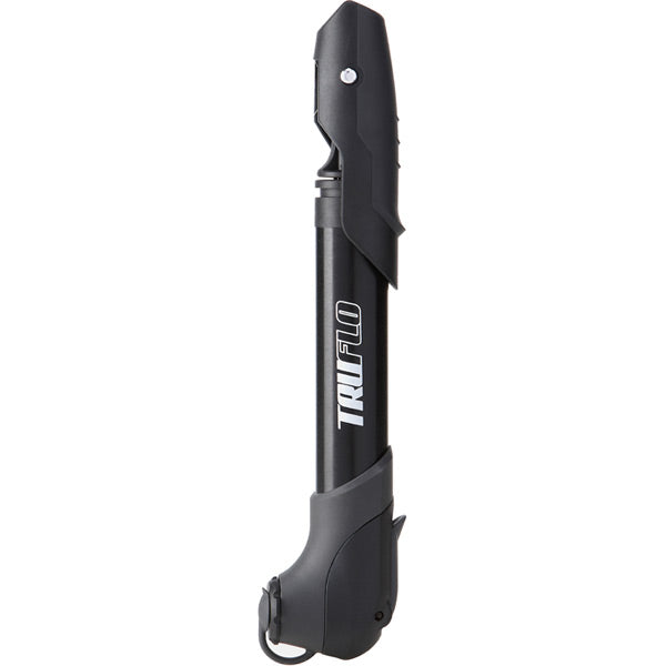 Truflo Micro 3 Mini pump with fixed head and telescoping 2-stage barrel for Presta and Schrader bike valves.