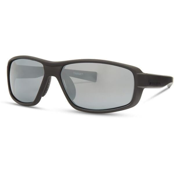 Madison Eyewear Target Matt Black polarized sunglasses with three lens options: silver mirror, bronze, and yellow.