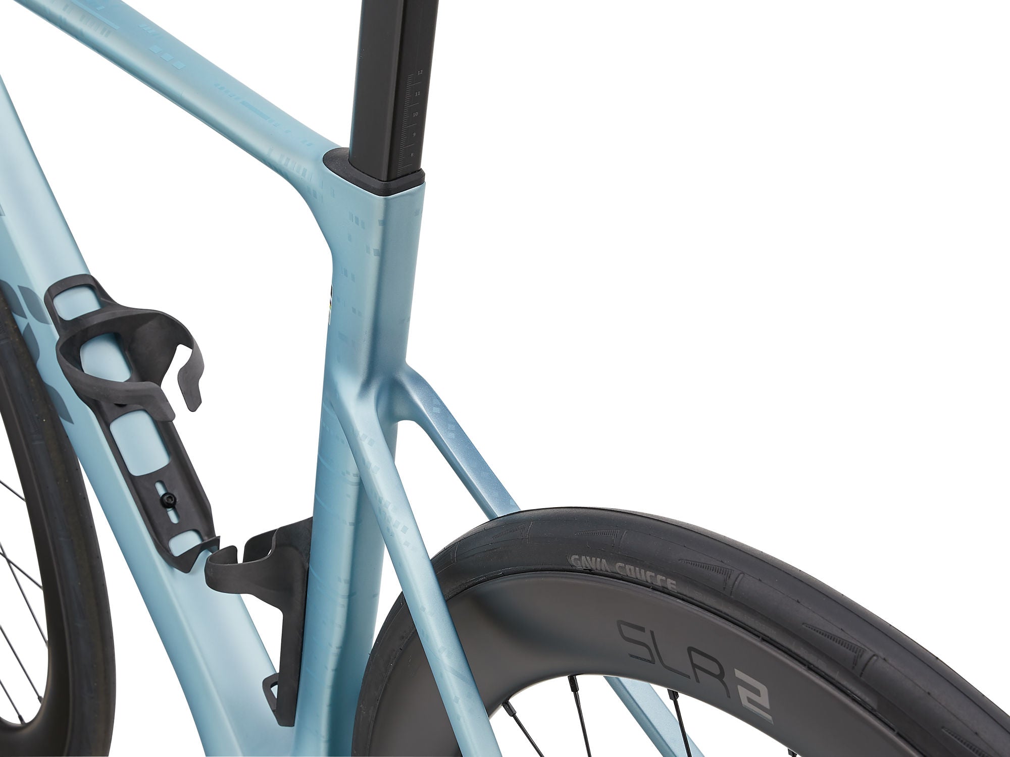 Liv EnviLiv Advanced 0 road bike with aerodynamic carbon frame, designed for women, shown in a sleek black and red color scheme.