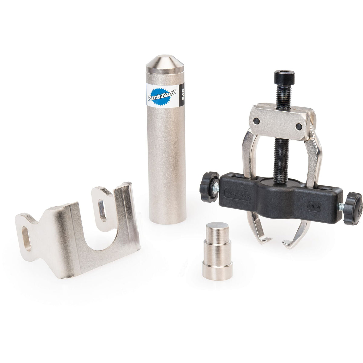 Park Tool CBP-6 Campagnolo Ultra-Torque crank and bearing tool set for bike workshop use, includes tools and components.