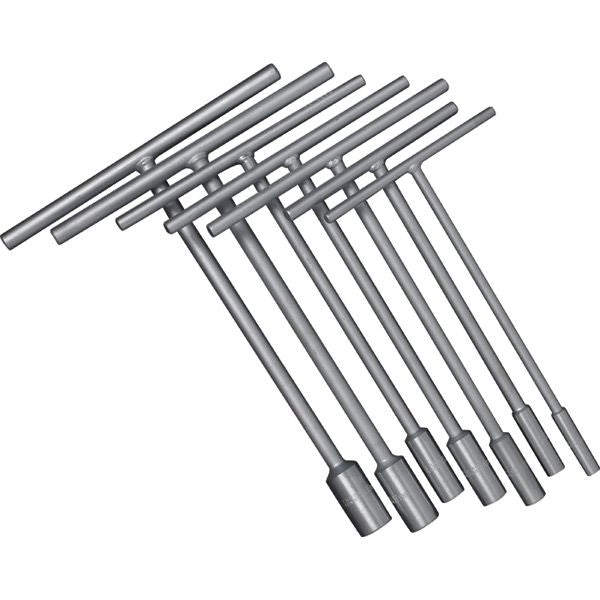 Motion Pro 7-piece T-handle socket set with 8-19mm deep, 6-point hand tool sockets for workshop use.