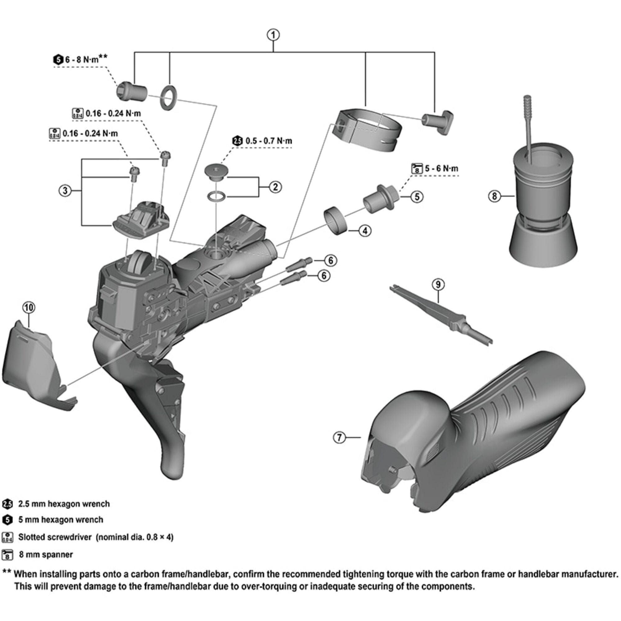 Shimano Spares ST-RX825 front cover replacement part for brake and shift levers, showing close-up of the component.