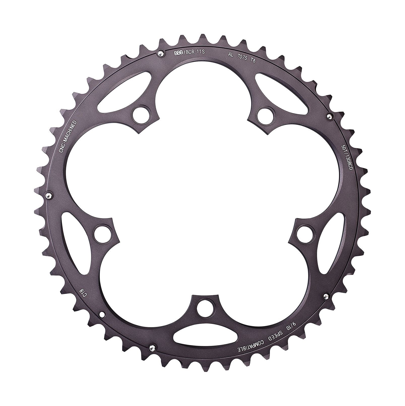 BBB RoadGear 2x9/10 speed chainring for Shimano and SRAM double cranksets, 130 BCD, bicycle component.