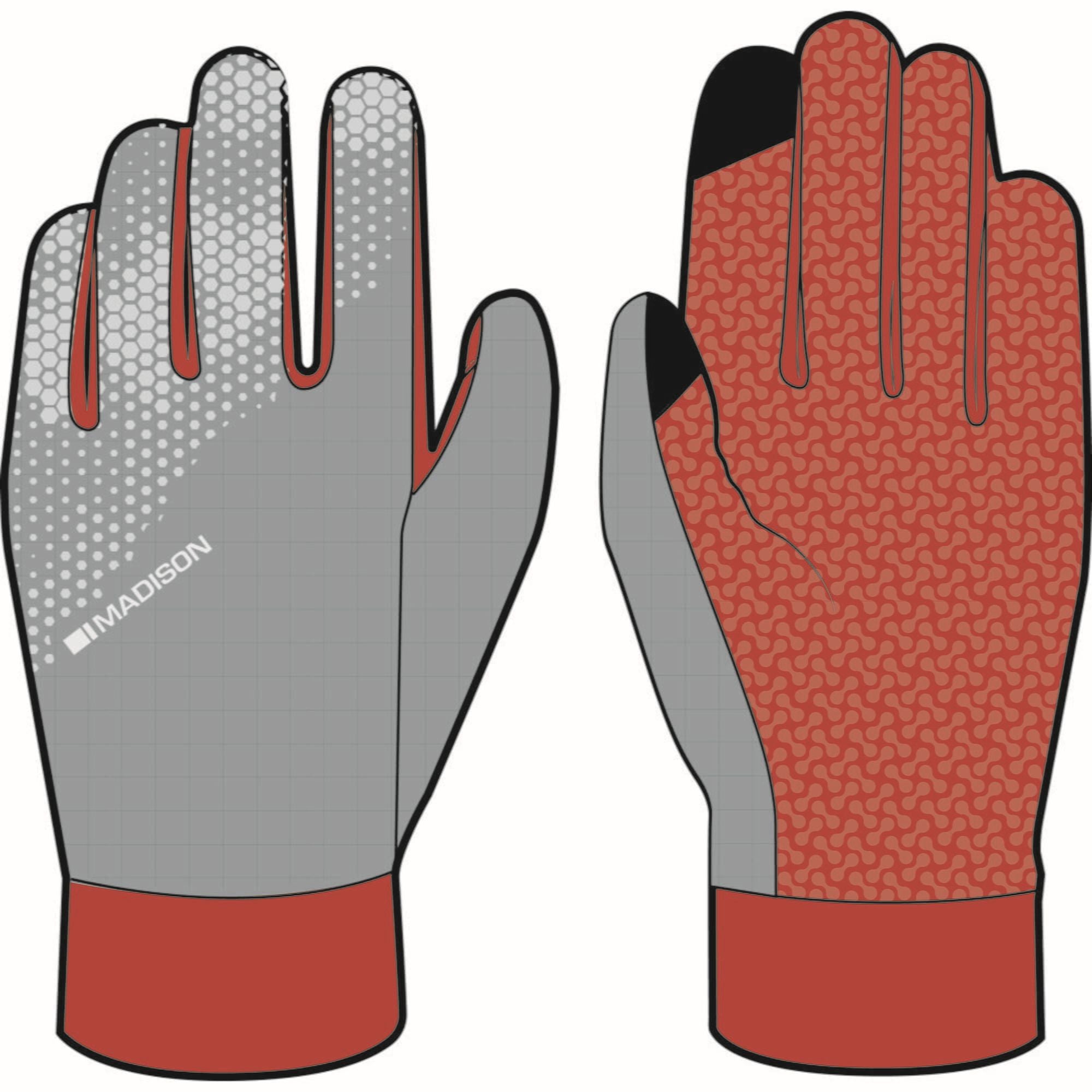 Madison Stellar-Tech windproof cycling gloves with touchscreen fingertips and gel padding, designed for comfortable biking.