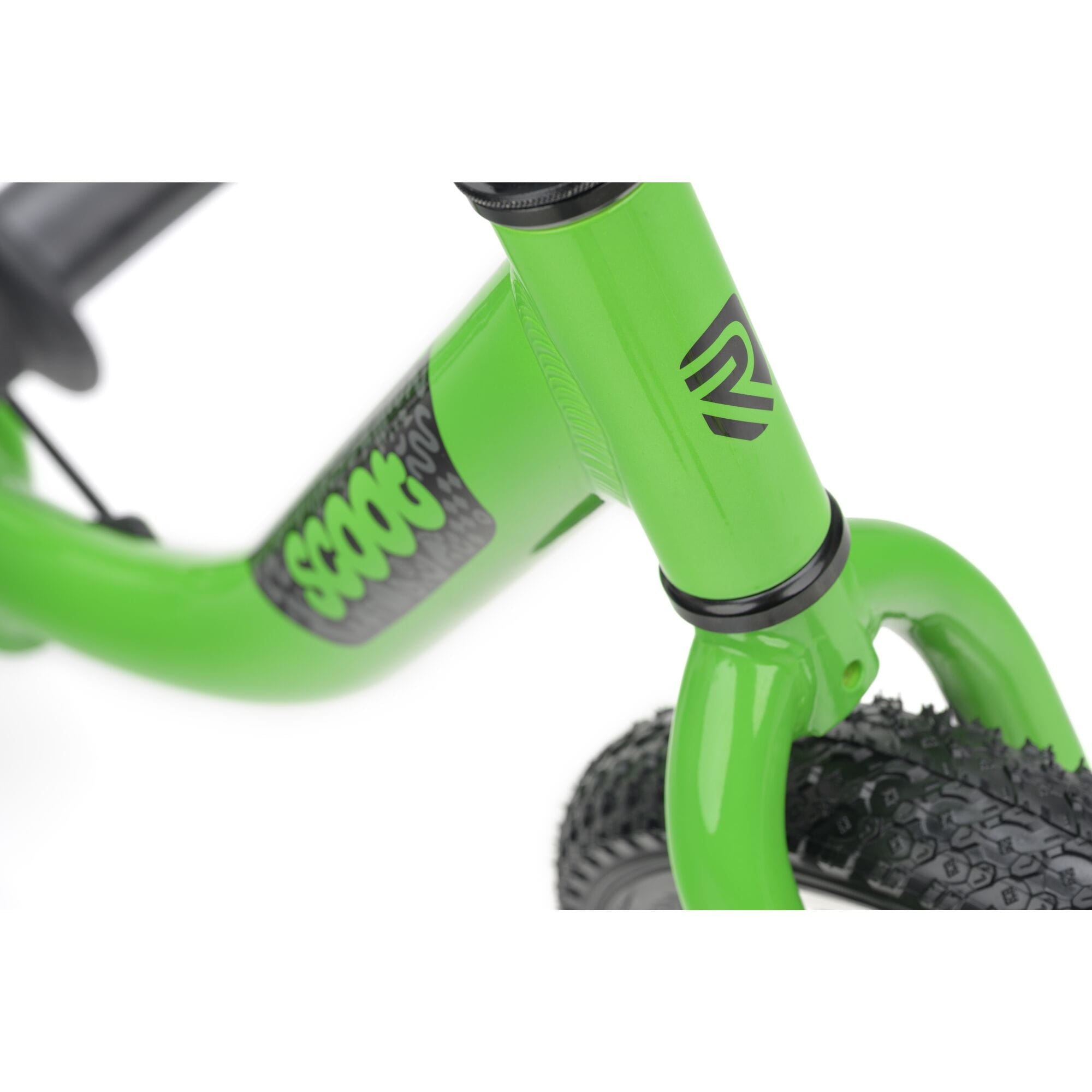 Green Ridgeback Scoot 2027 kids balance bike for toddlers aged 2+ with a lightweight frame and ergonomic handlebars.