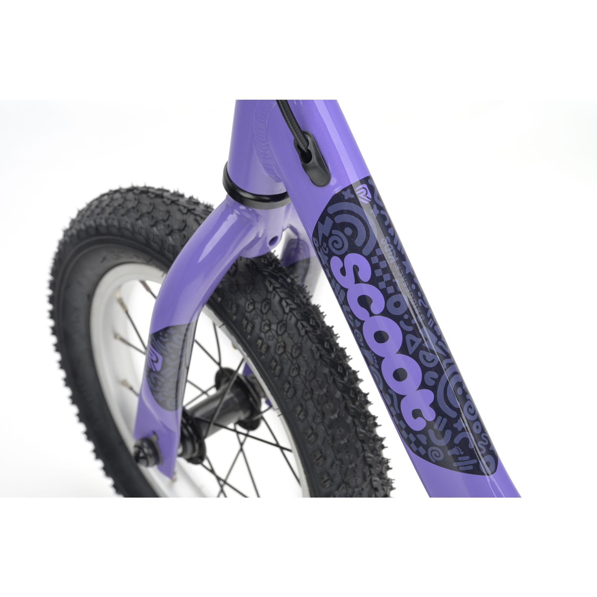 Ridgeback Scoot 2027 kids balance bike in lilac for toddlers age 2+, showing the frame and handlebars.