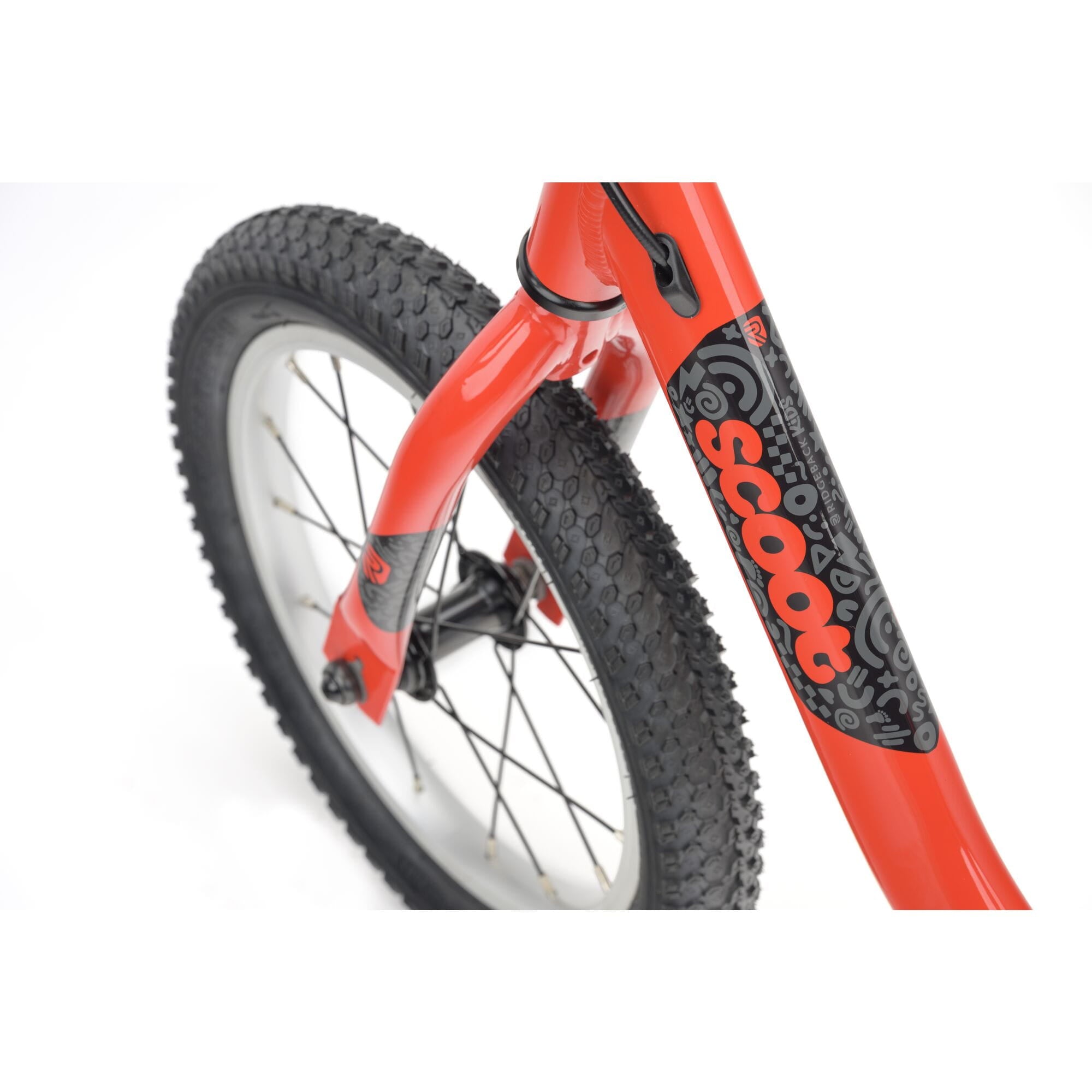 Red Ridgeback Scoot XL Kids balance bike with 14-inch wheels, suitable for beginner riders aged 3 and up.