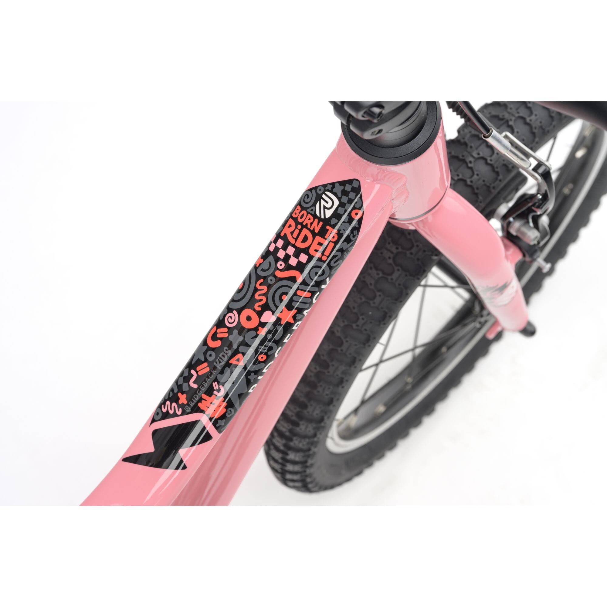 Pink Ridgeback MX16 kids' bike with 16-inch wheels, adjustable frame, designed for children aged 3.5 to 6 years.
