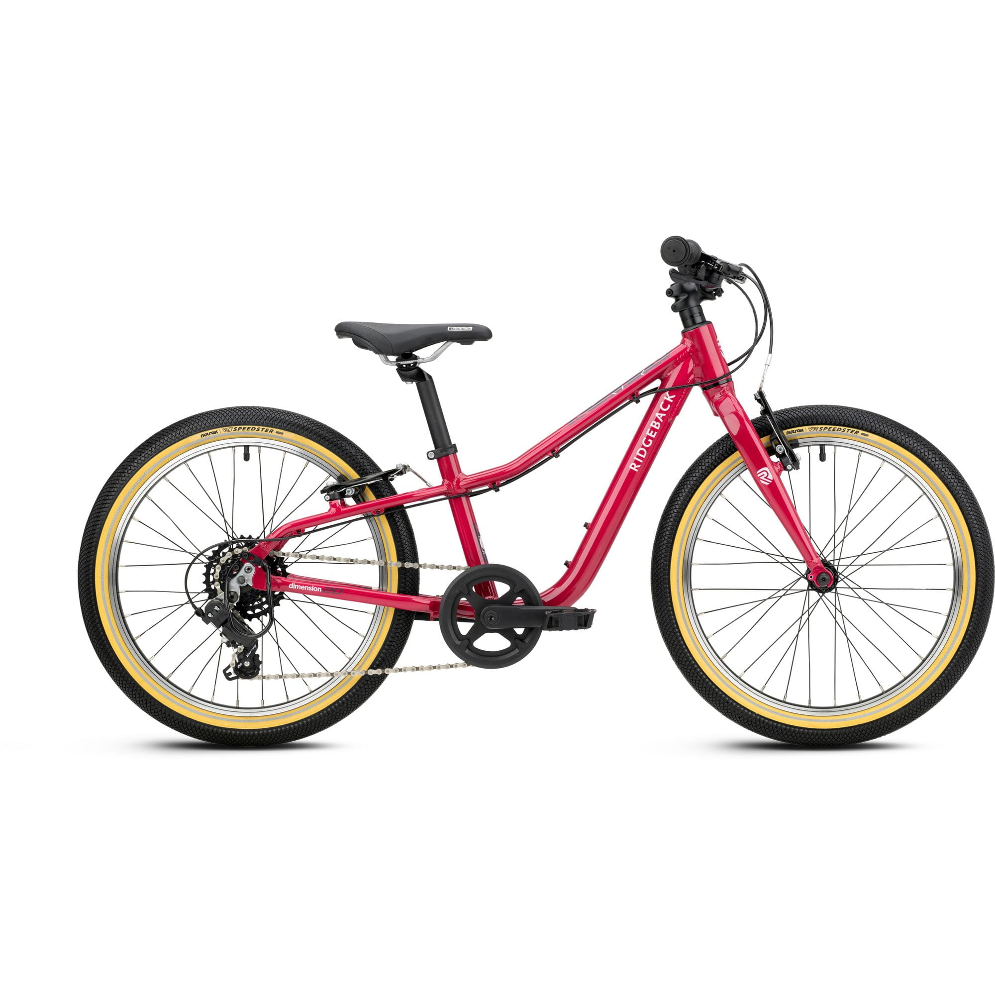 Ridgeback Dimension 20 Kids Bike with 7-speed Shimano gears in plum color, designed for children aged 5 and up.