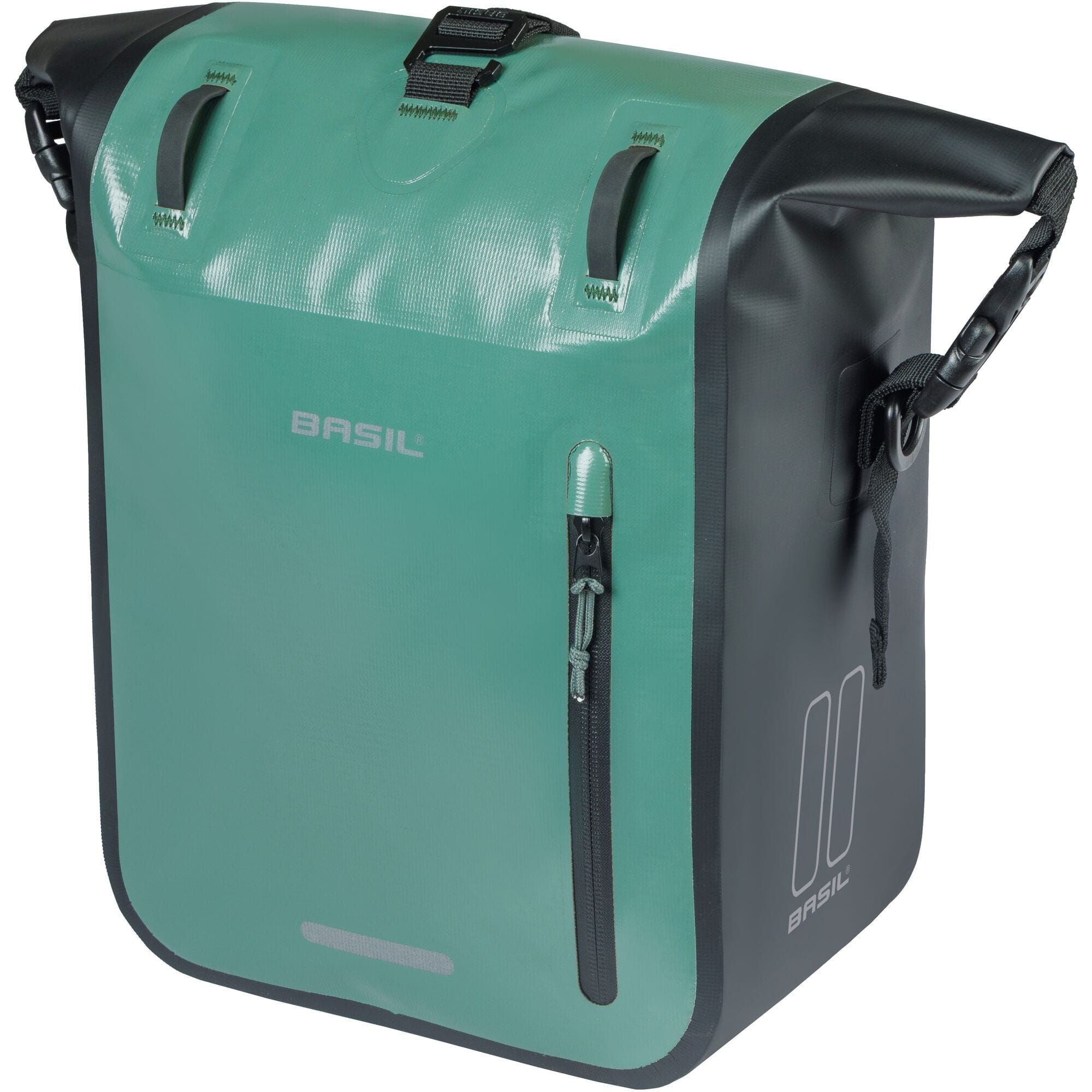 Basil Rivo M Waterproof Bike Bag with MIK hooks and shoulder strap, designed for bike accessories and outdoor cycling.