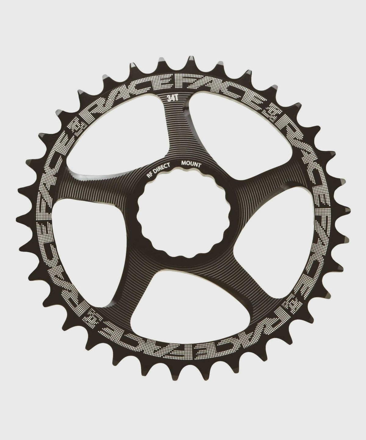 Race Face Direct Mount Narrow Wide single chainring for MTB, black component with teeth designed for durability and optimal shifting.