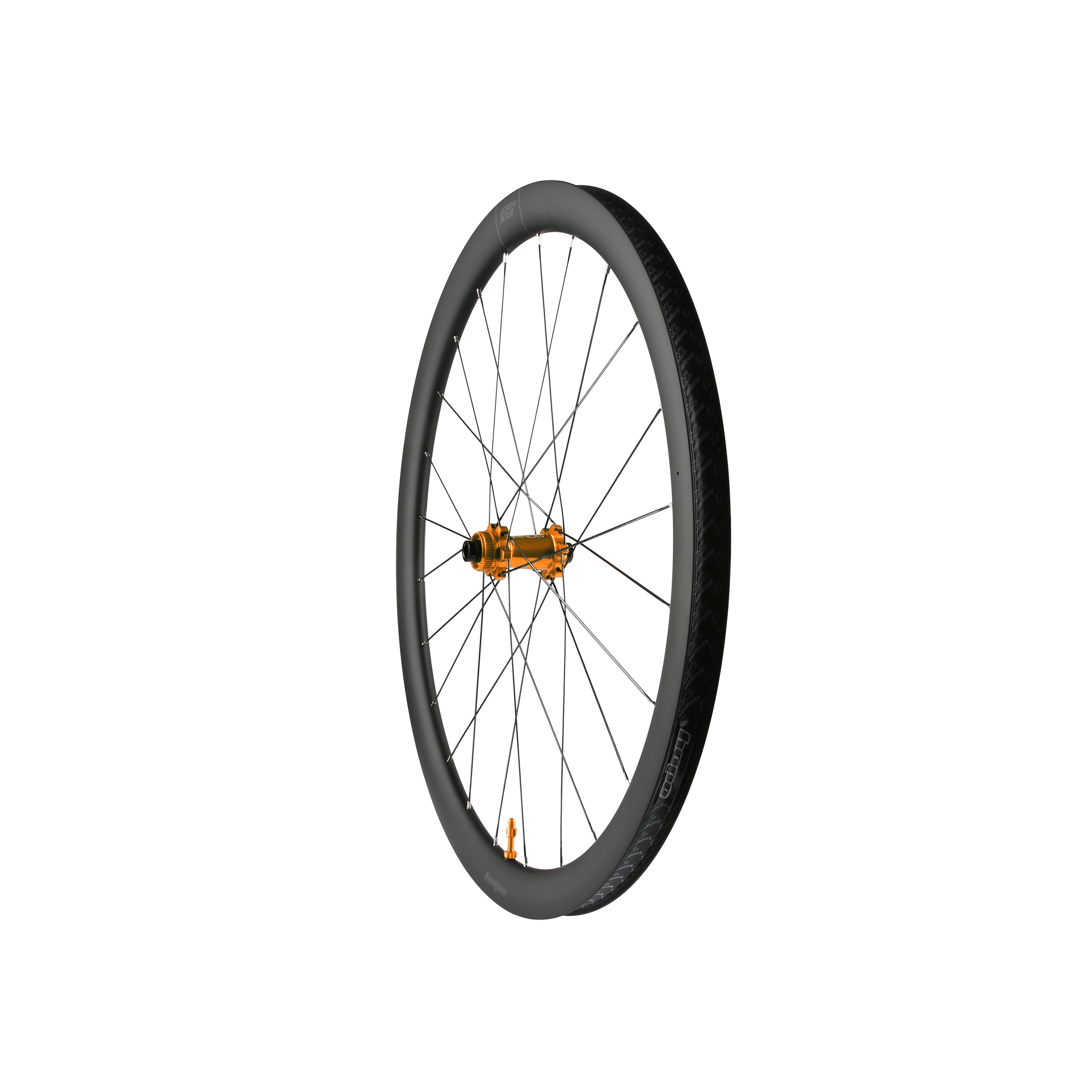 Hope RX40 Carbon Gravel Rear Wheel with orange rim, tubeless-ready hub, 24H, and Pro 5 Centrelock S-Pull brake compatibility.