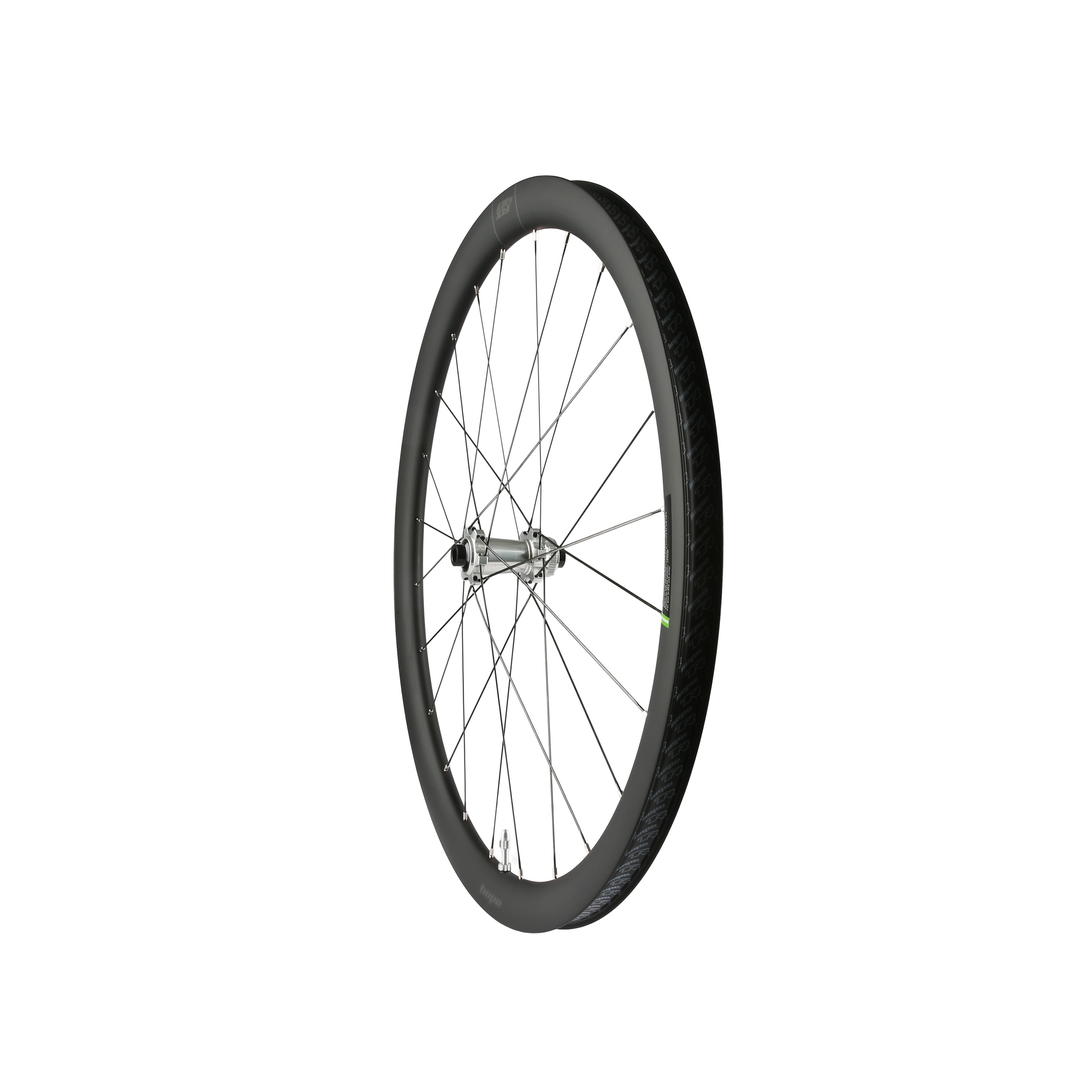 Hope RX40 Carbon Gravel Wheelset 700C with silver front wheel, tubeless ready, 24H Pro 5 S-Pull Centerlock disc brake compatible.