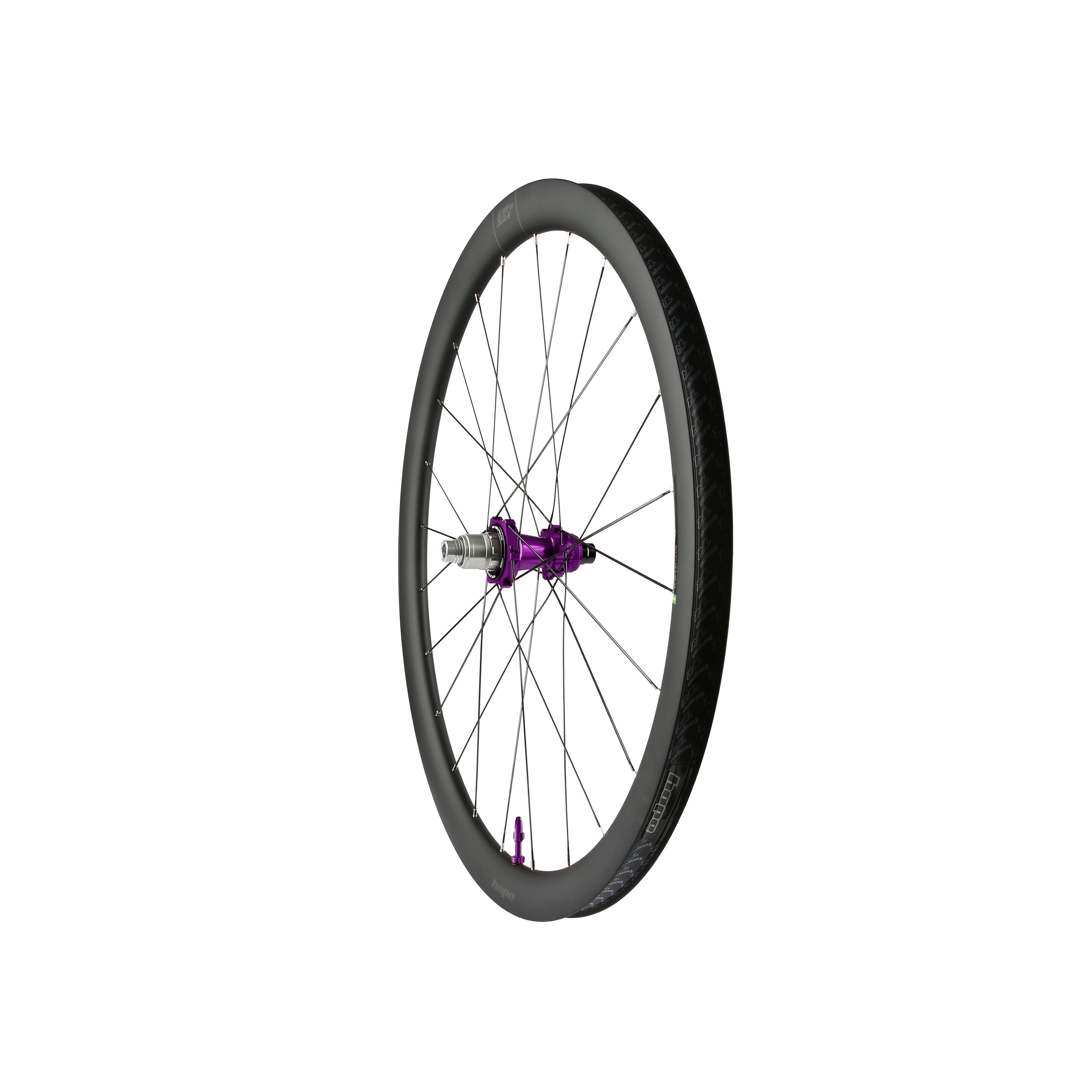 Hope RX40 Carbon Gravel Rear Wheel with purple rim, tubeless-ready hub, 24H durability, and Pro 5 Centrelock S-Pull braking system.