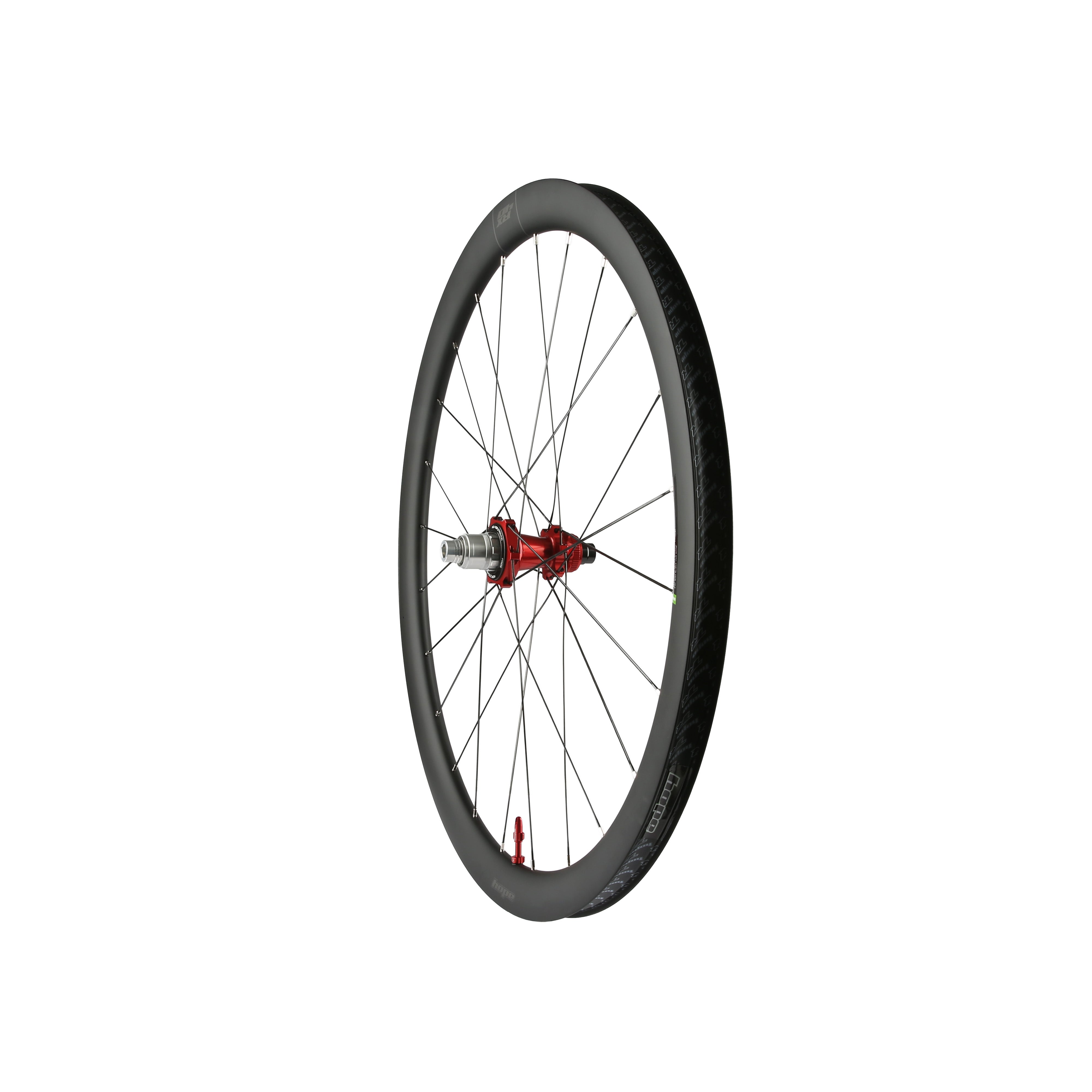 Hope RX40 Carbon Gravel Rear Wheel with Pro 5 Centrelock hub, tubeless-ready, featuring red accents and 24H hub design.
