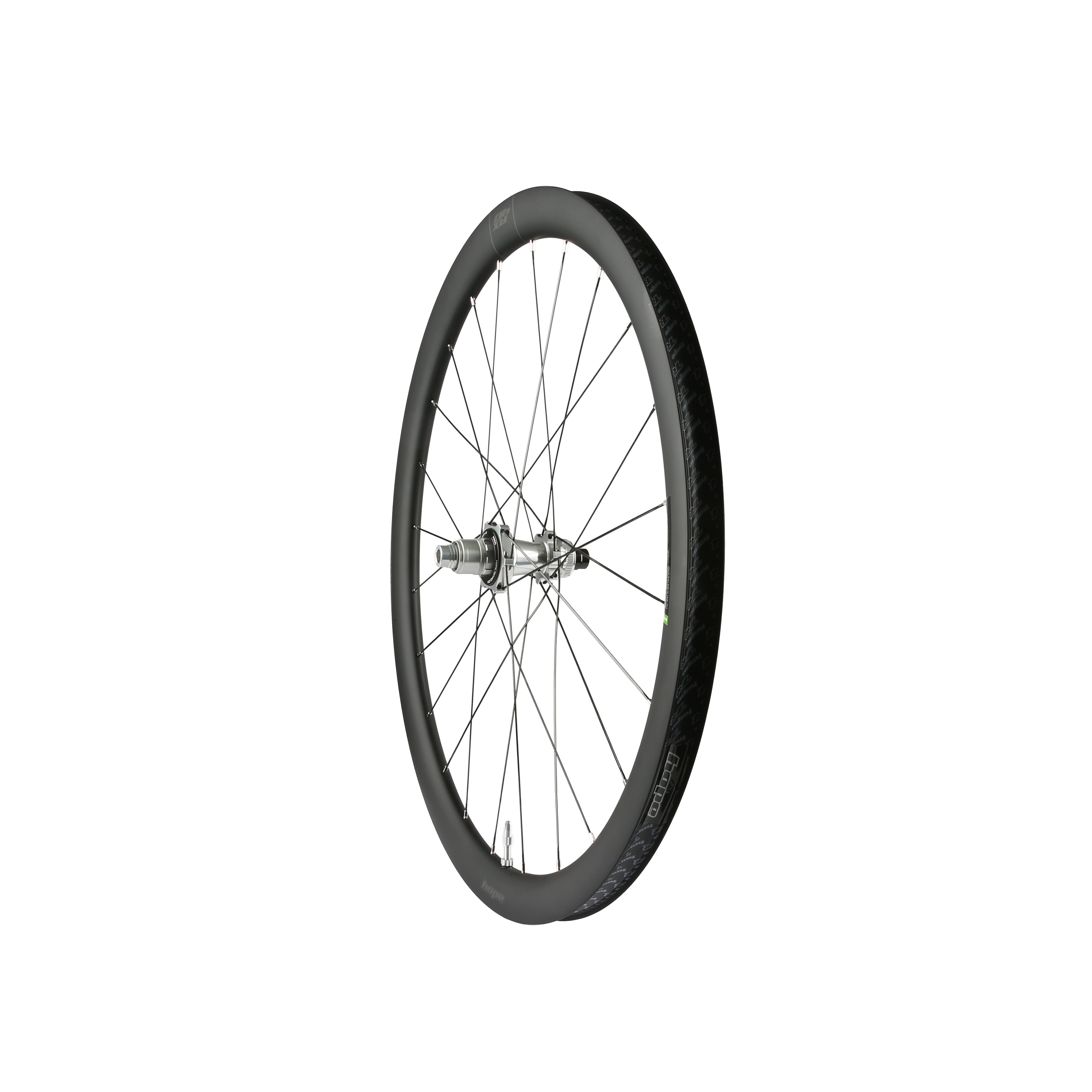 Hope RX40 Carbon Gravel Rear Wheel with silver rim, tubeless-ready hub, 24-hole spokes, and center lock disc brake compatibility.