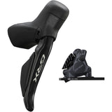 Shimano GRX hydraulic Di2 STI set front brake flat mount with brake lever and caliper for gravel bikes.