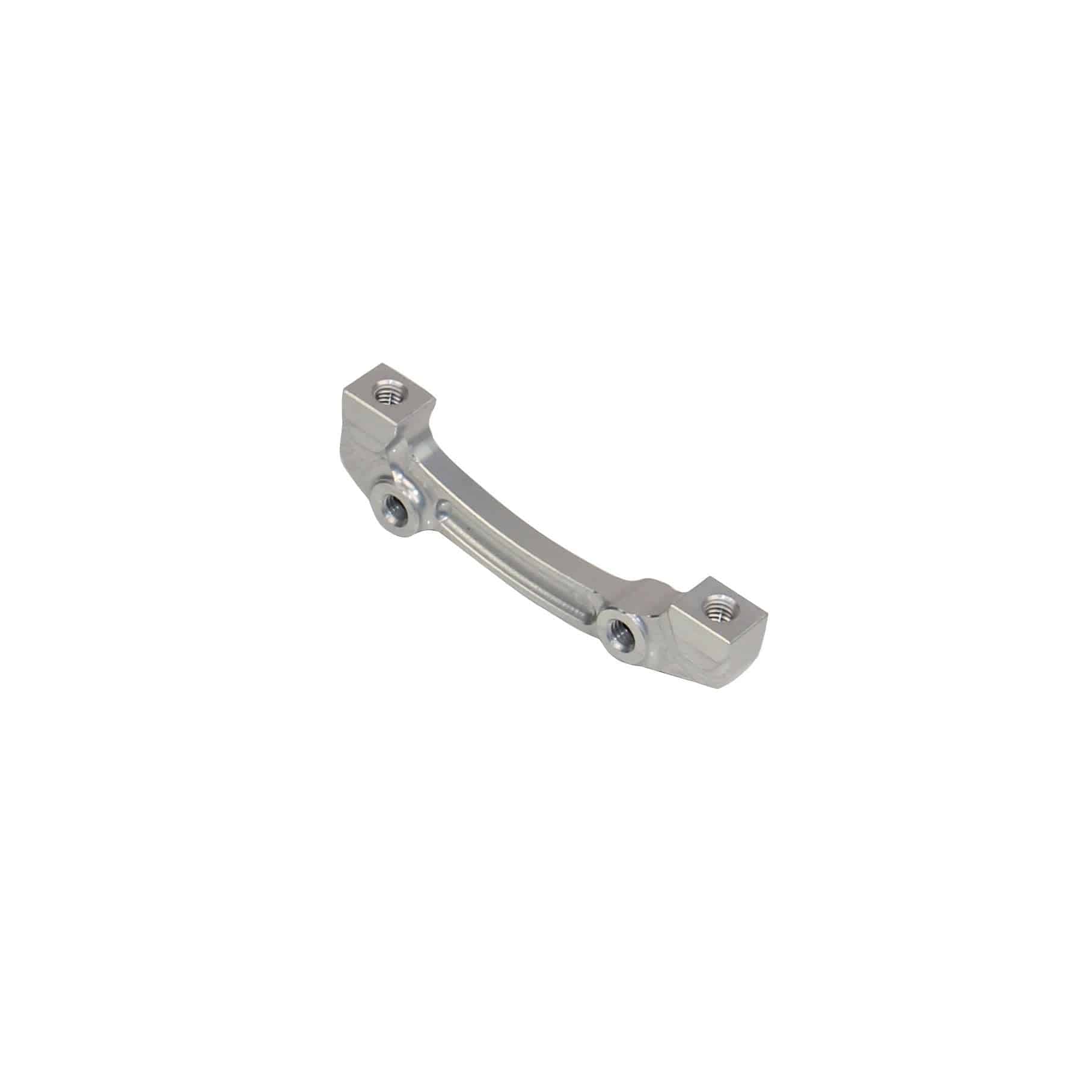 Hope Mount F-Post Caliper Mount for IS brake systems, silver color, durable component for bike brake caliper installation.