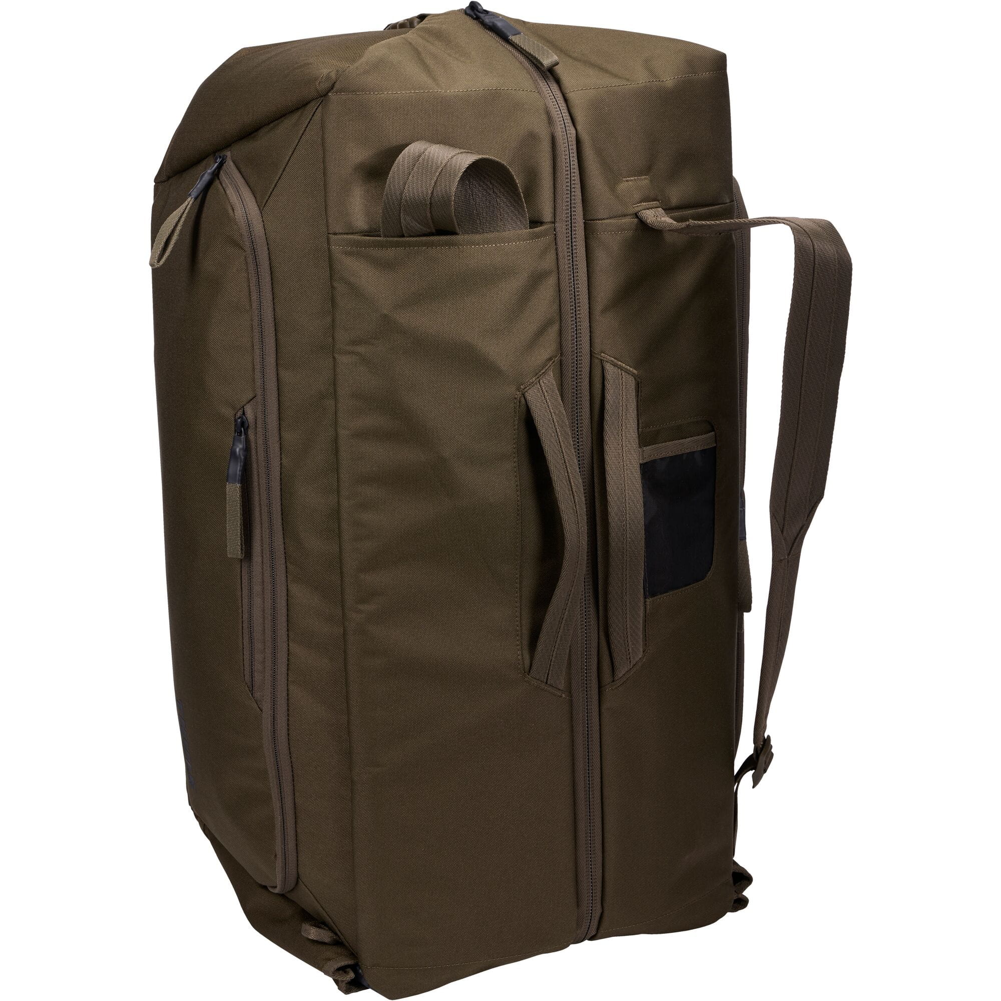 Thule RoundTrip Bike Duffel 70L travel bag with organized compartments, designed for cycling gear and accessories.