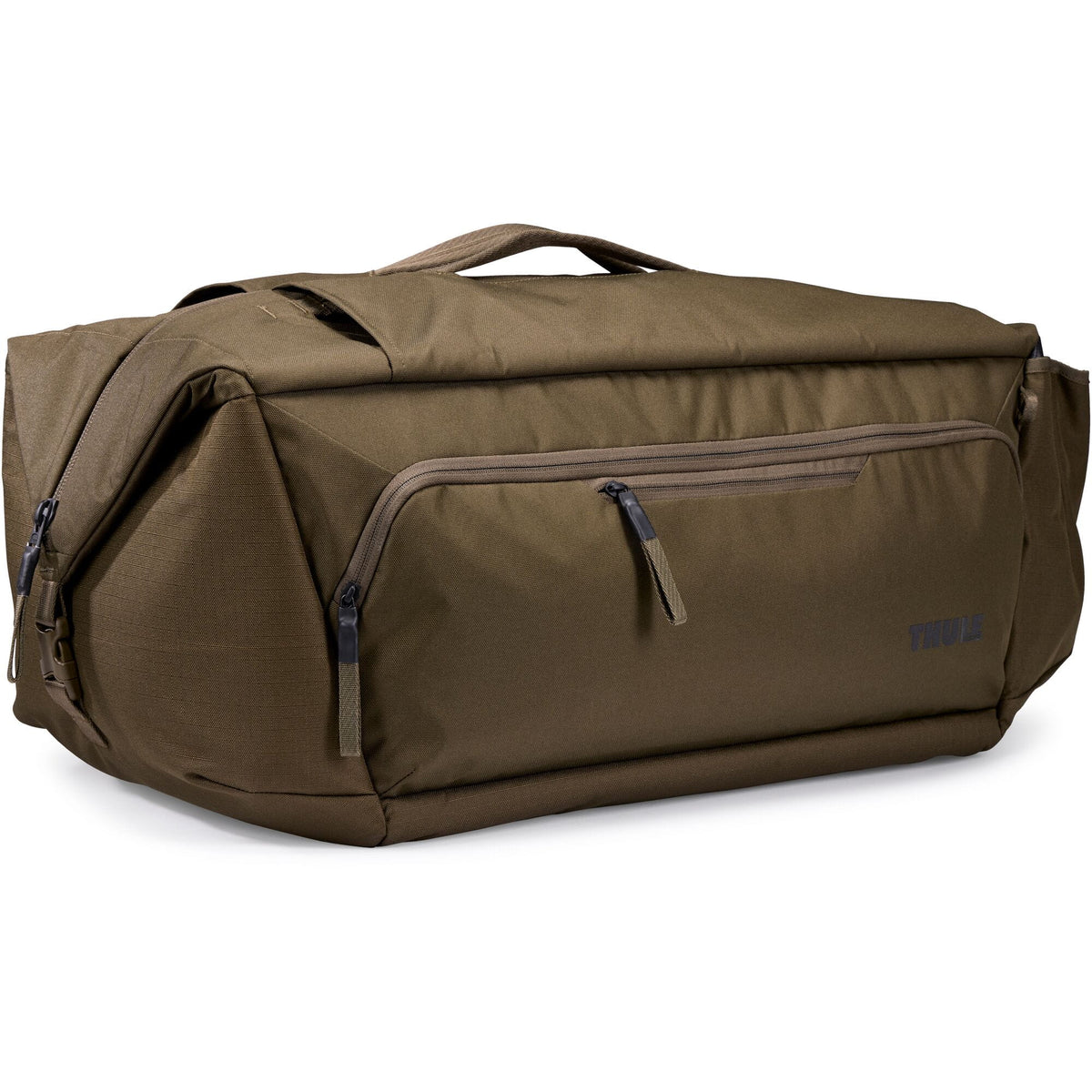 Thule RoundTrip Bike Duffel 70L cycling gear travel bag with organized compartments, durable carrying handles, and compact design.