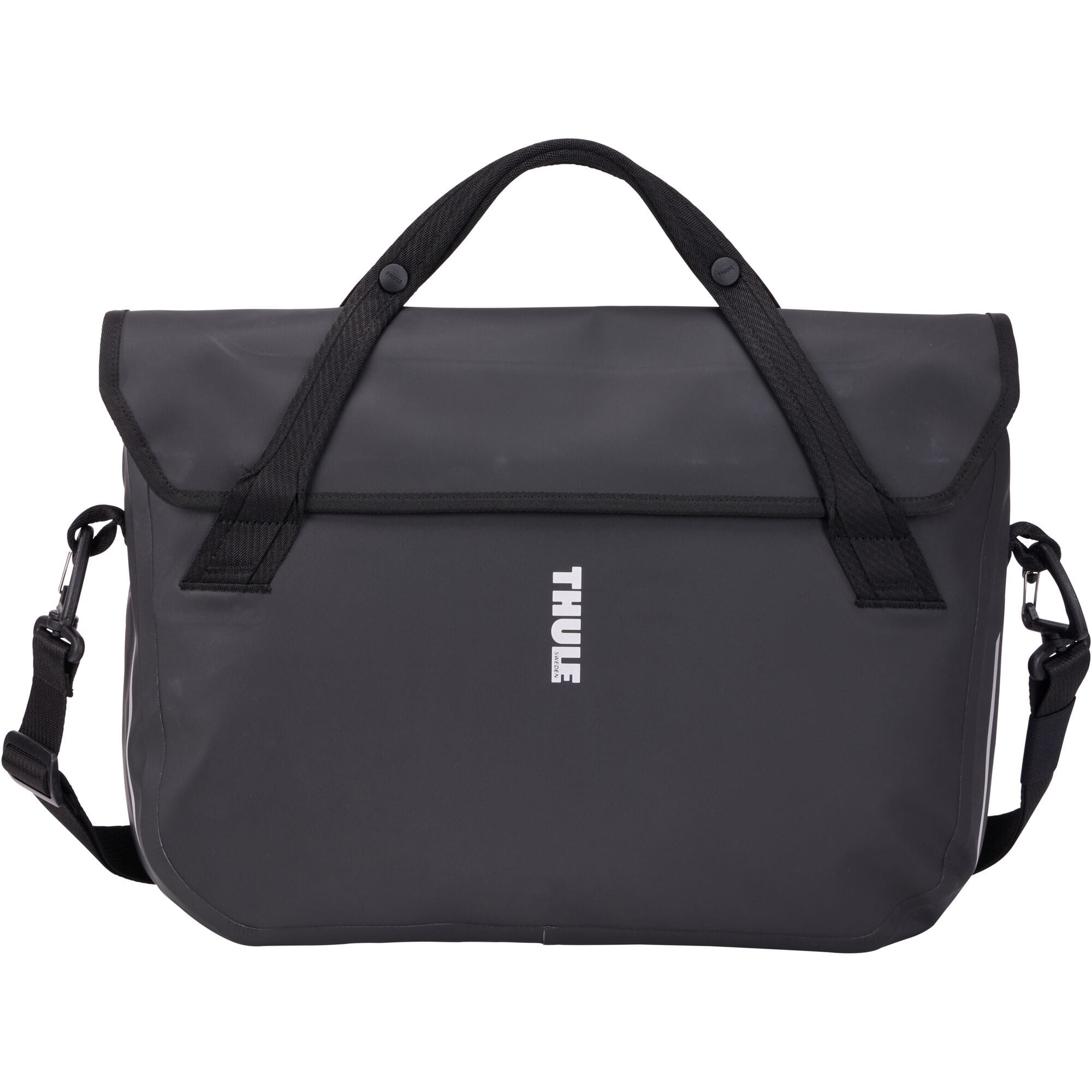 Thule Shield Attache 16-inch bike pannier with InLock system, waterproof laptop bag, designed for cycling accessories.
