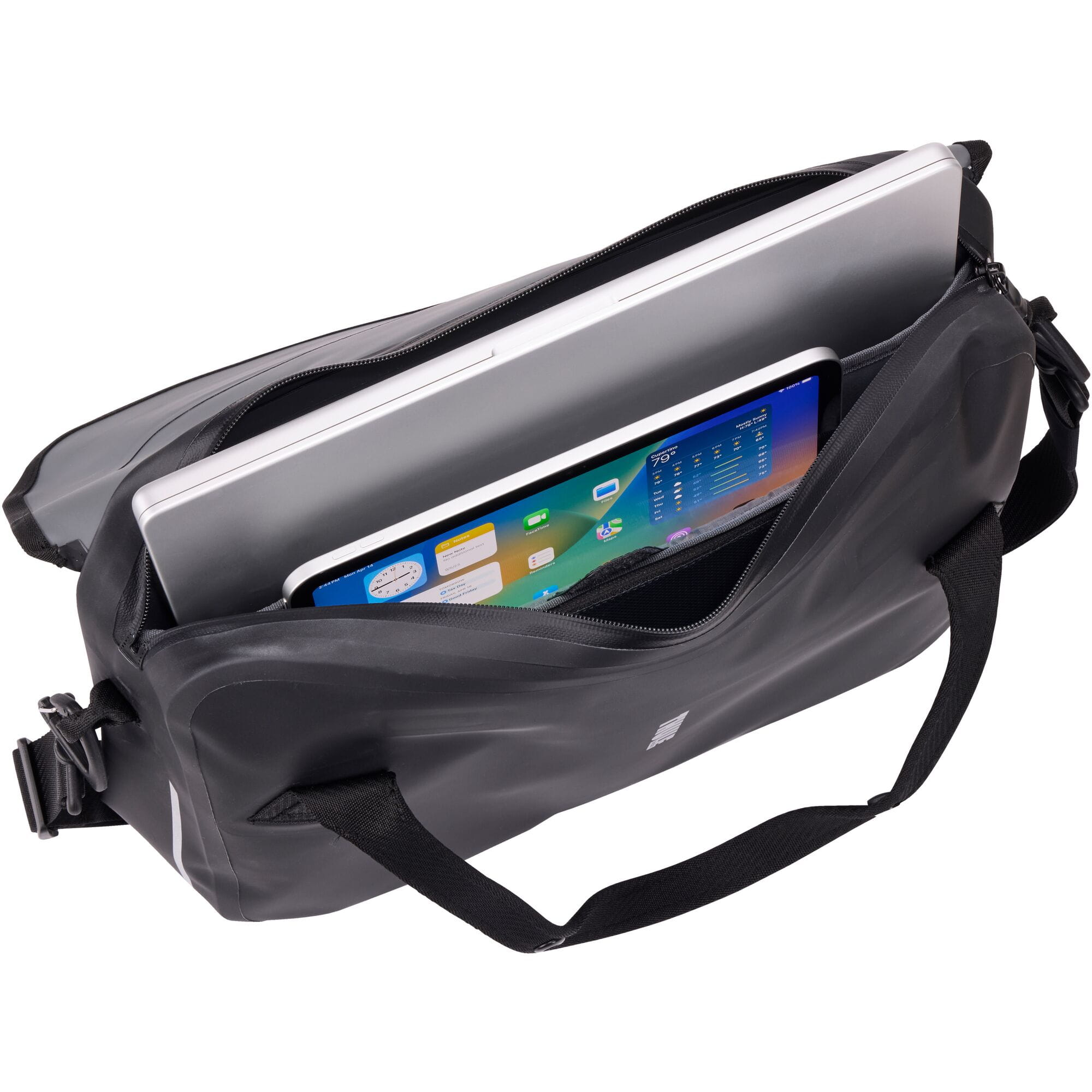 Thule Shield Attache 16-inch bike pannier with InLock system, waterproof laptop bag, designed for cycling accessories.
